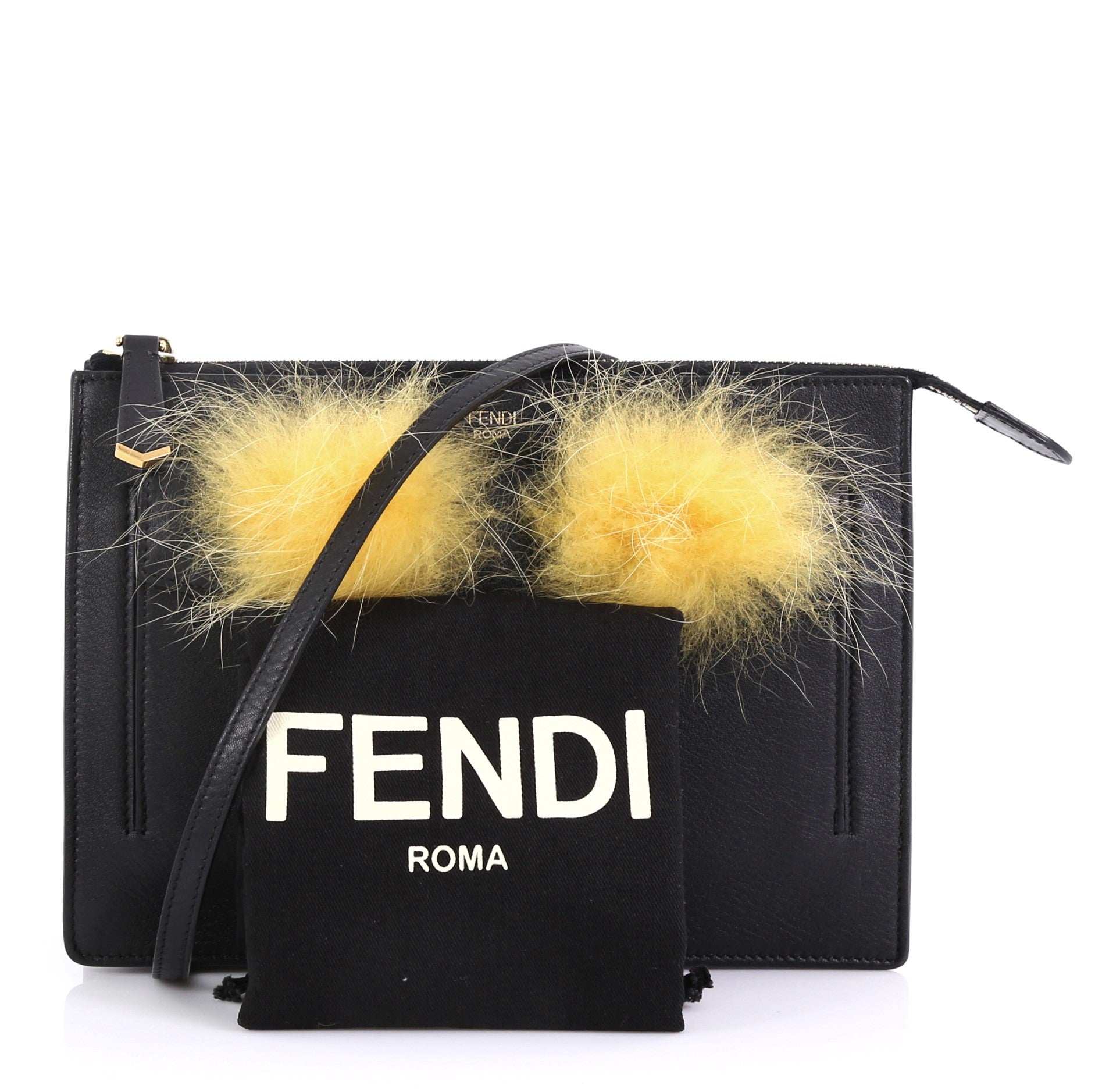 Monster Front Pocket Clutch Leather with Fur