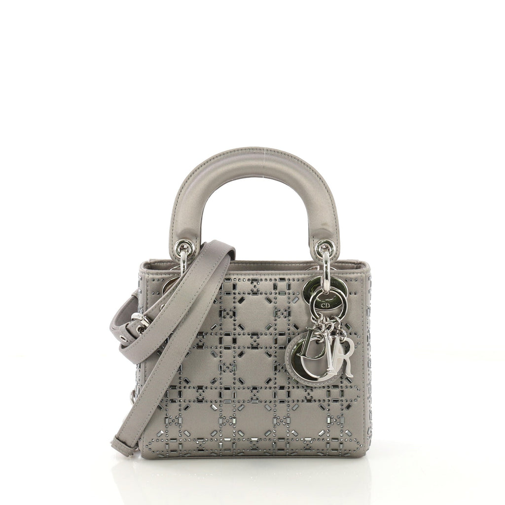 Lady Dior Handbag Cannage Quilt Satin with Crystals Mini