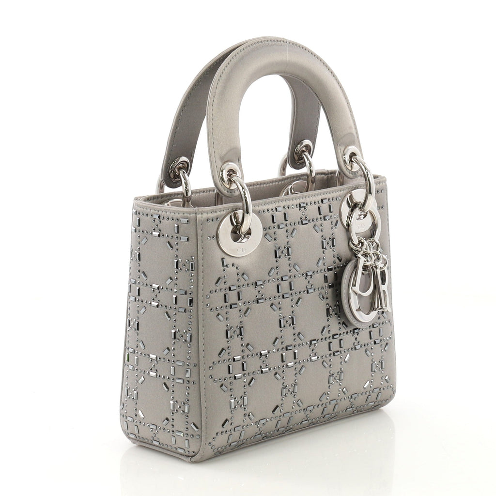 Lady Dior Handbag Cannage Quilt Satin with Crystals Mini