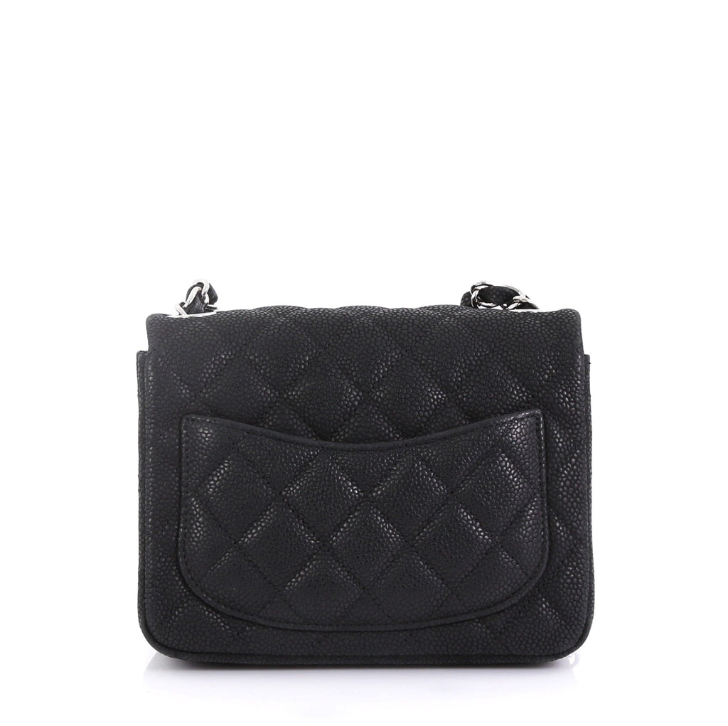 Square Classic Single Flap Bag Quilted Matte Caviar Mini