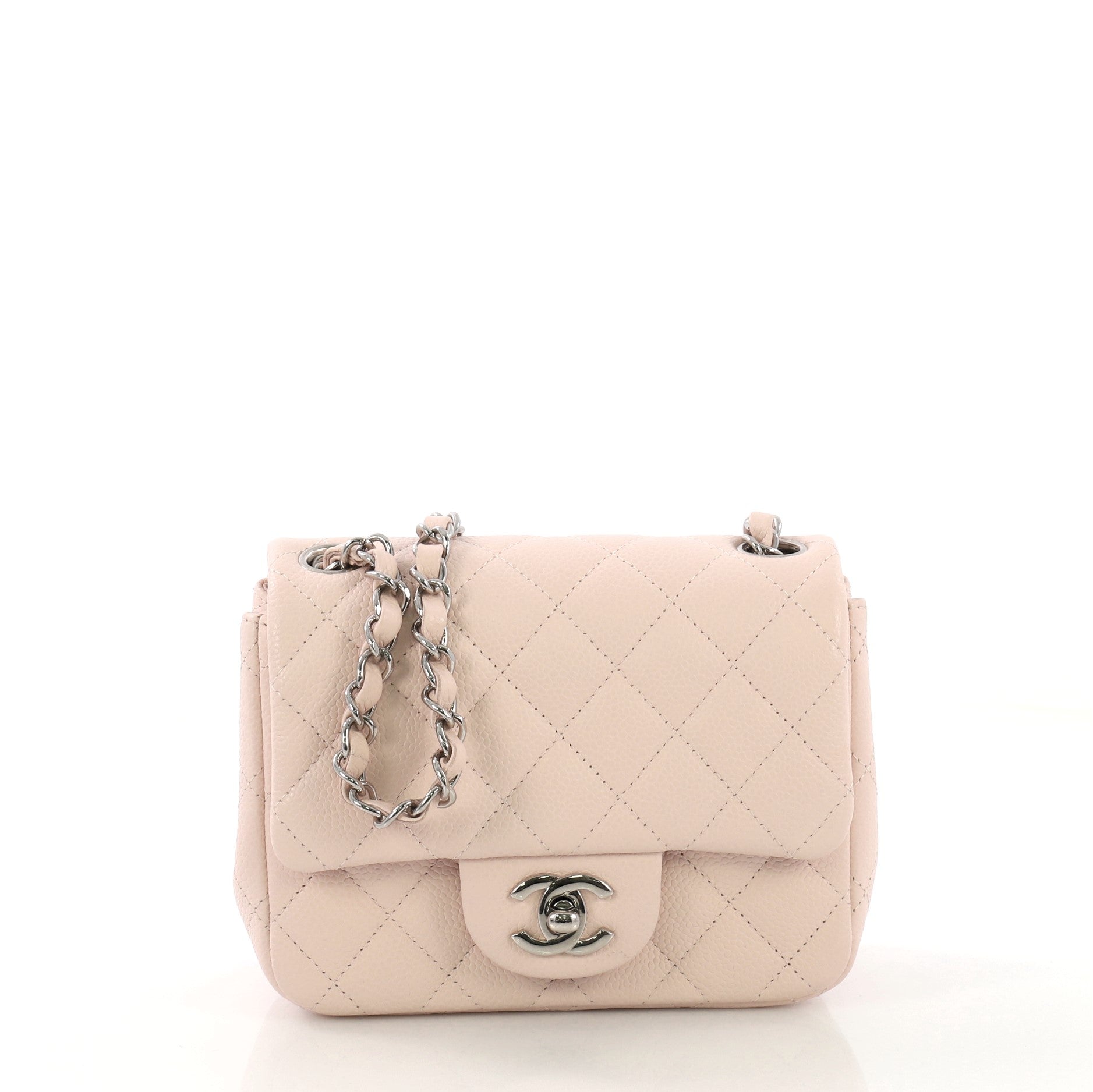 Square Classic Single Flap Bag Quilted Caviar Mini