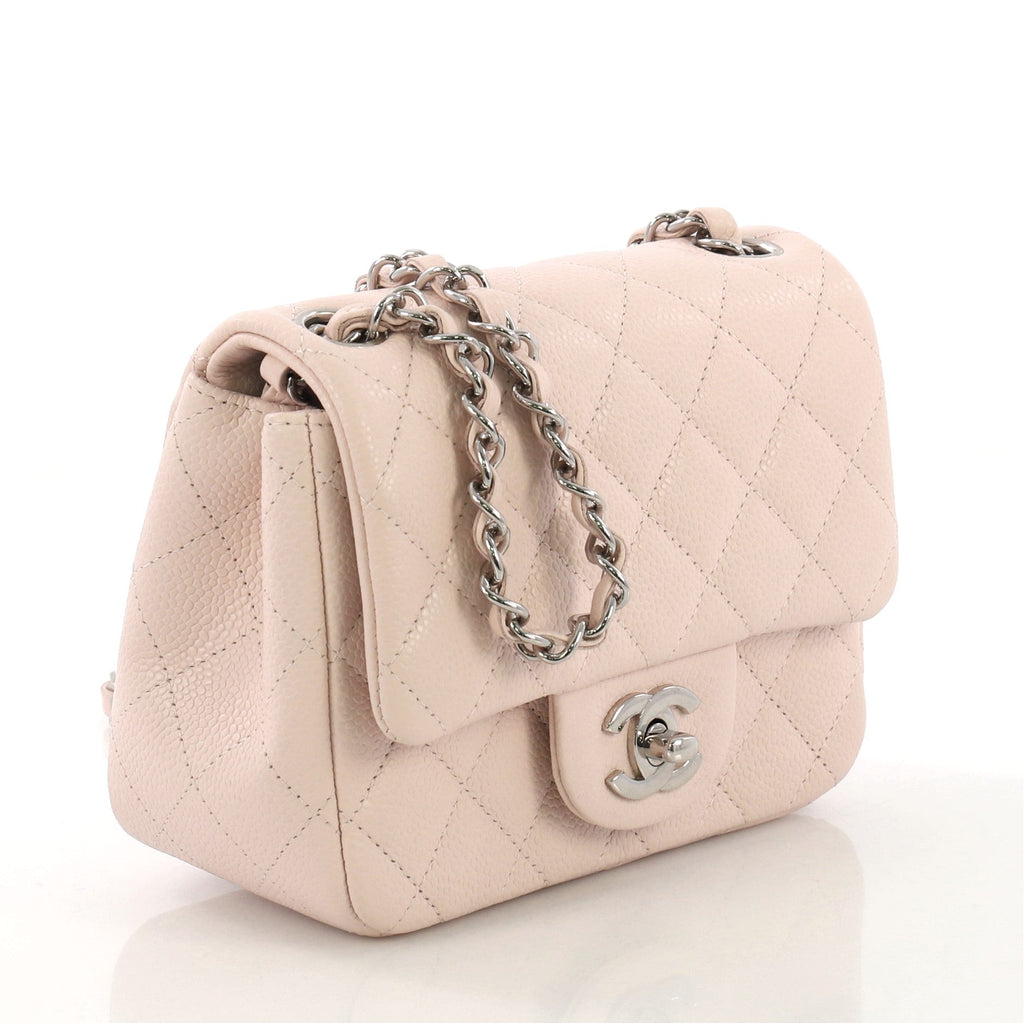 Square Classic Single Flap Bag Quilted Caviar Mini