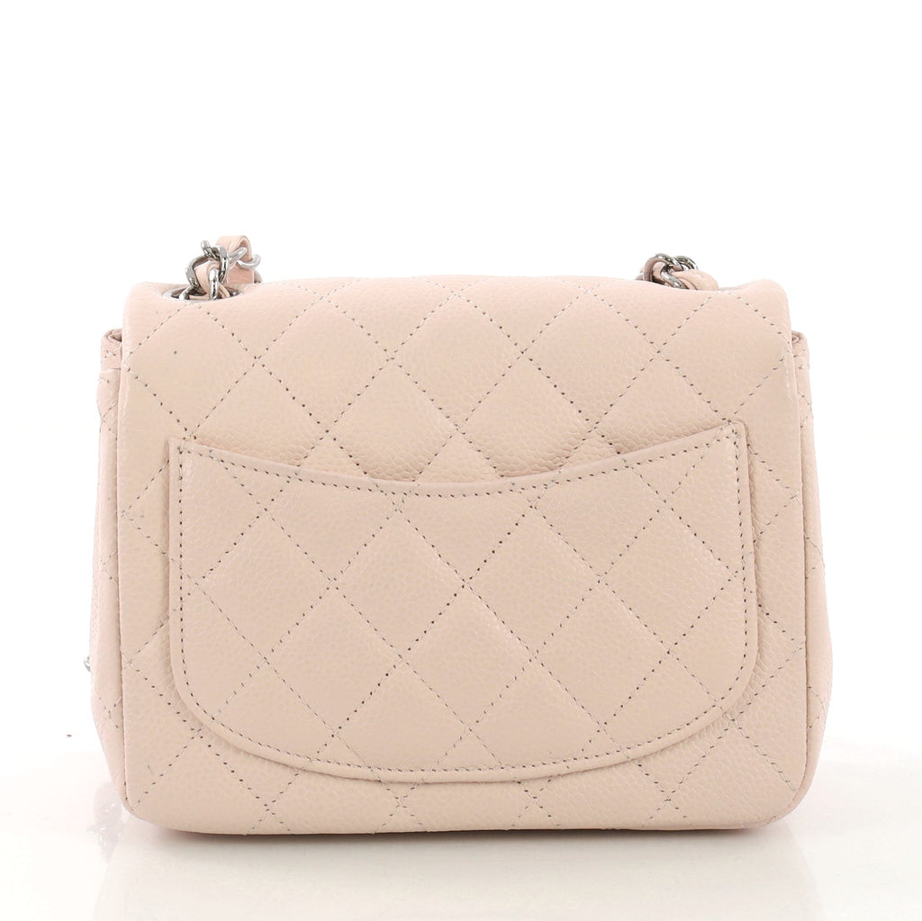 Square Classic Single Flap Bag Quilted Caviar Mini