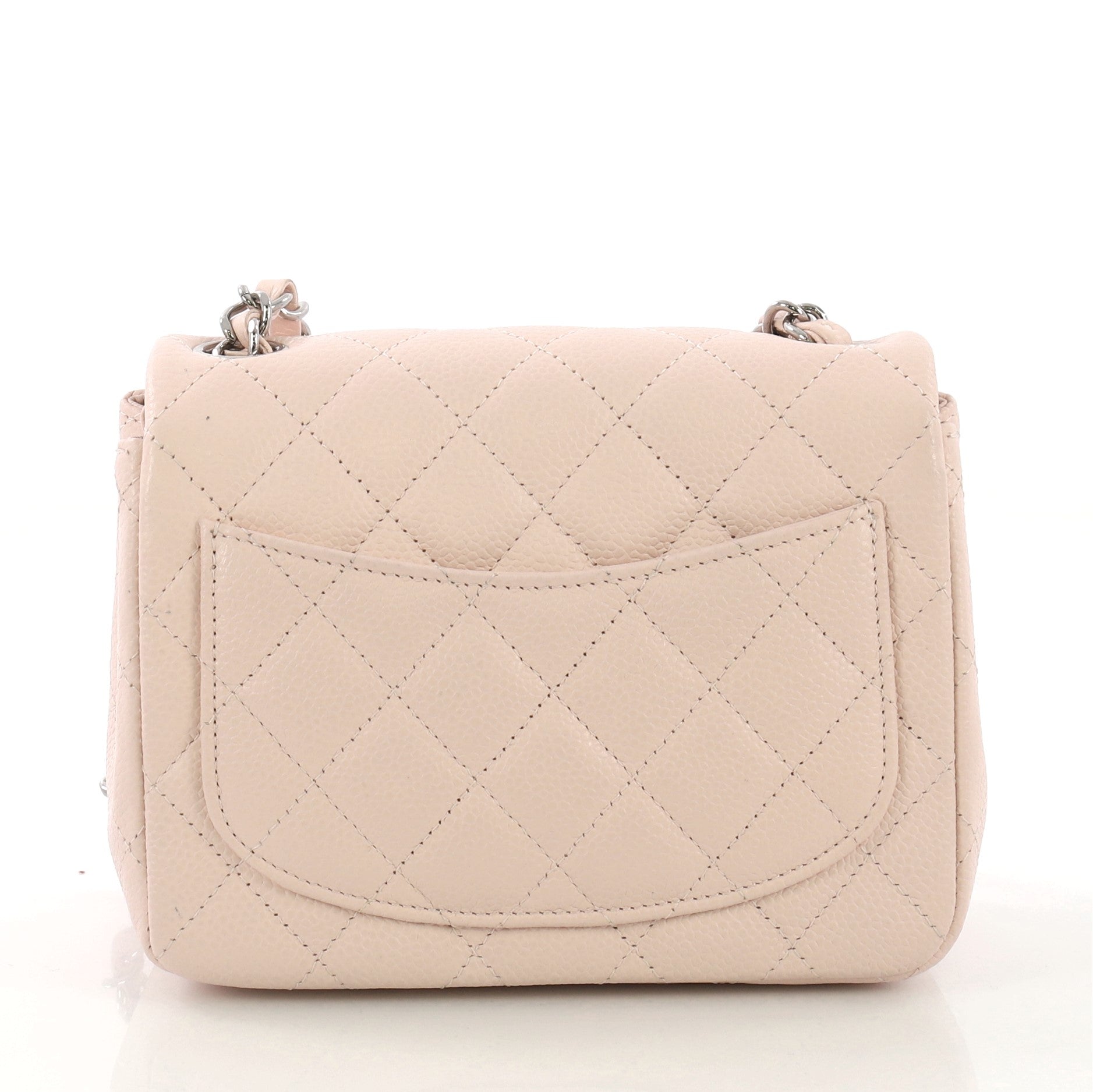 Square Classic Single Flap Bag Quilted Caviar Mini