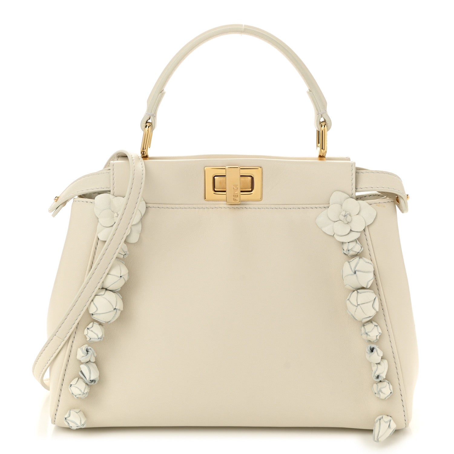 Nappa Rosebud Mini Peekaboo Iconic Satchel Bianco