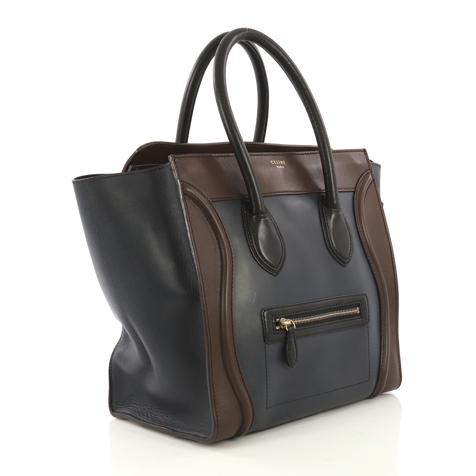 Tricolor Luggage Handbag Leather Mini