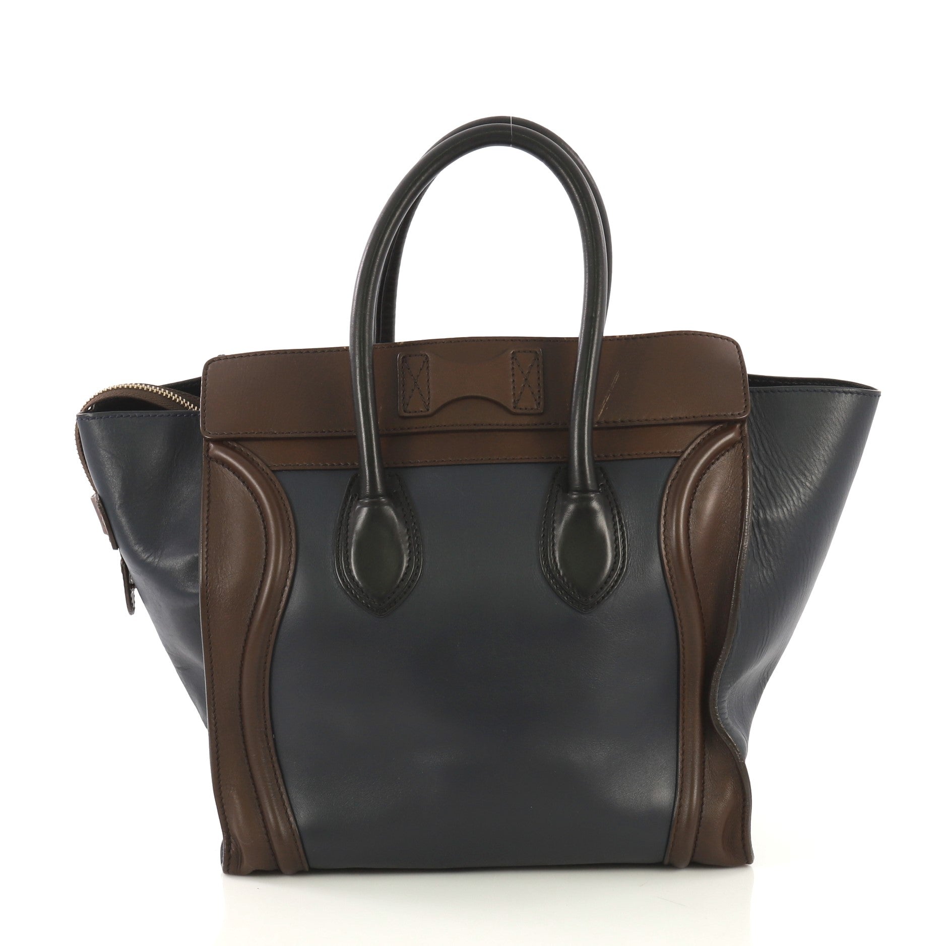 Tricolor Luggage Handbag Leather Mini