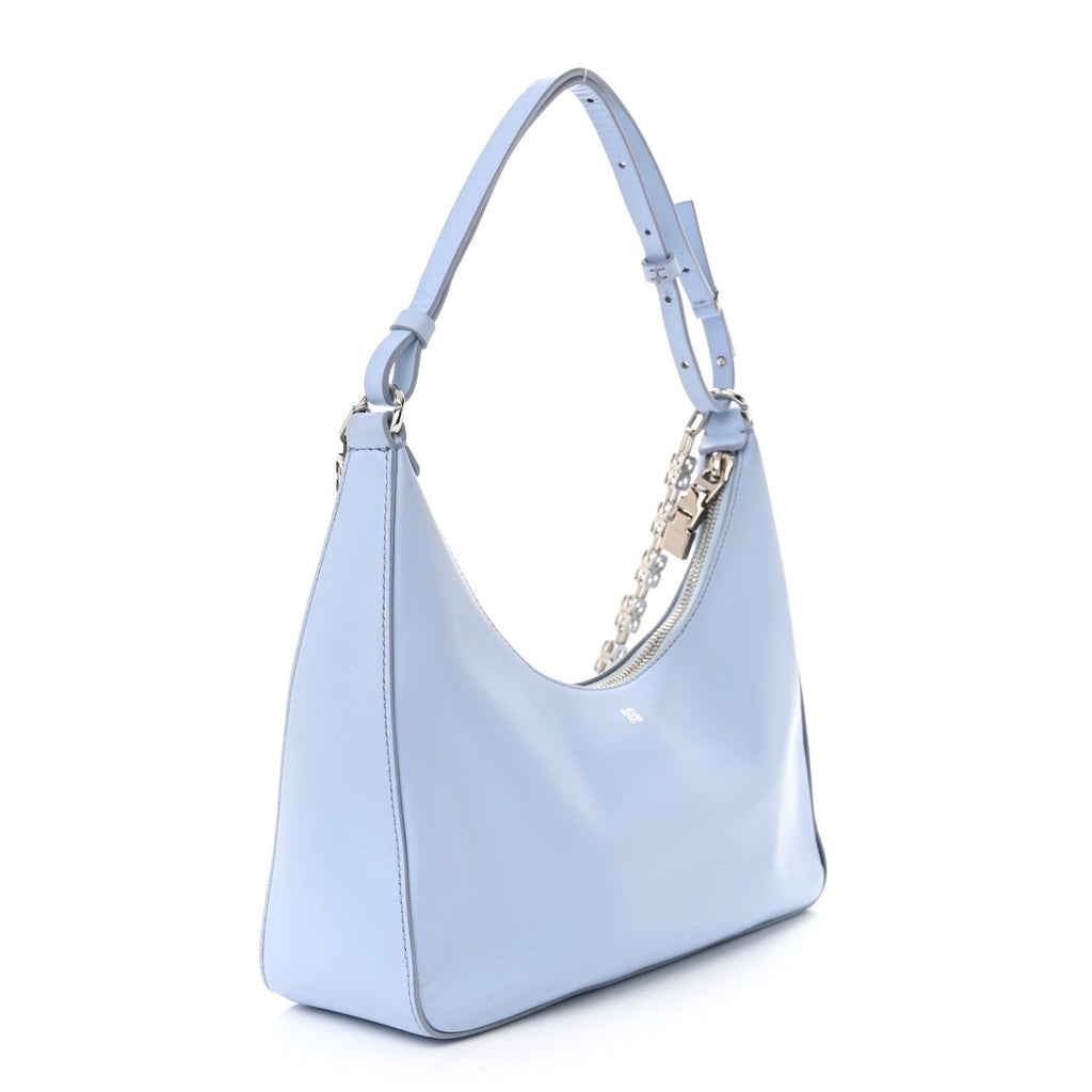 Smooth Calfskin Small Moon Cut Out Shoulder Bag Baby Blue