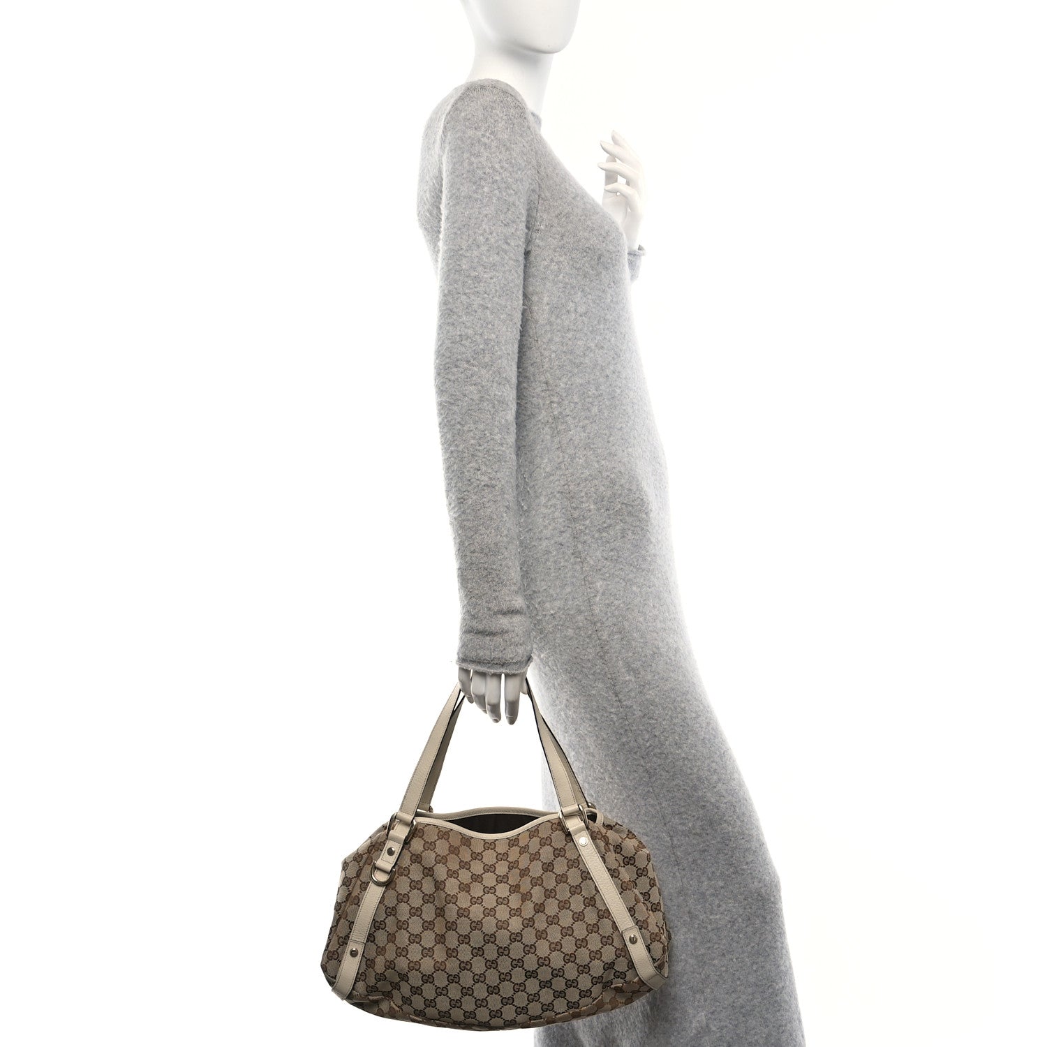 Monogram Abbey Medium Shoulder Bag Beige