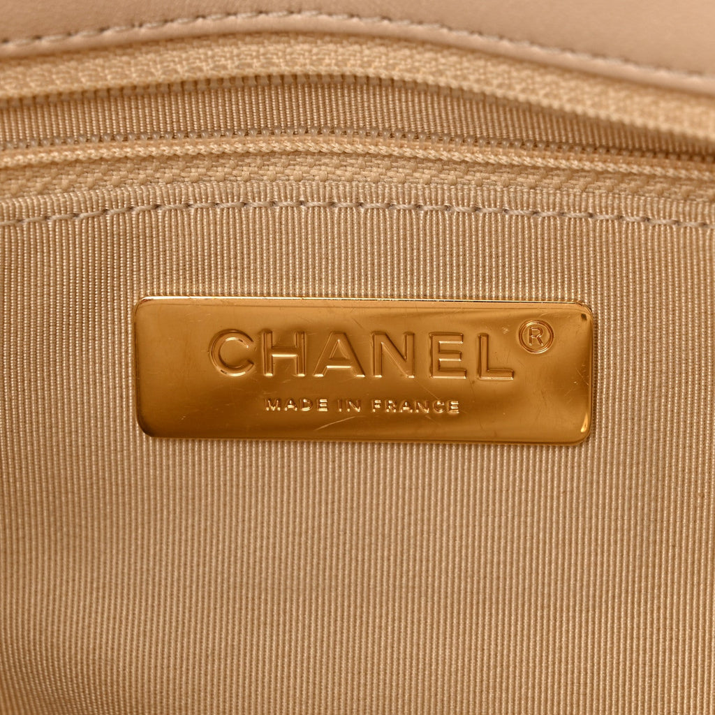 Lambskin Quilted Large Chanel 19 Flap Beige