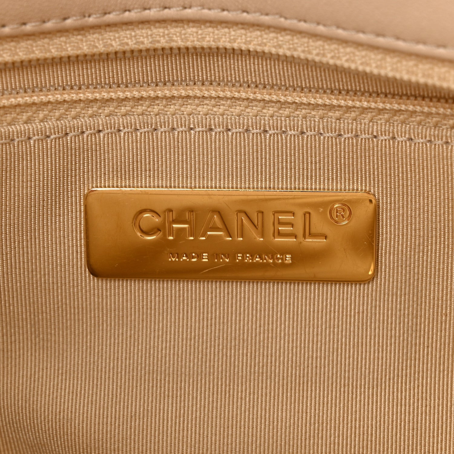 Lambskin Quilted Large Chanel 19 Flap Beige