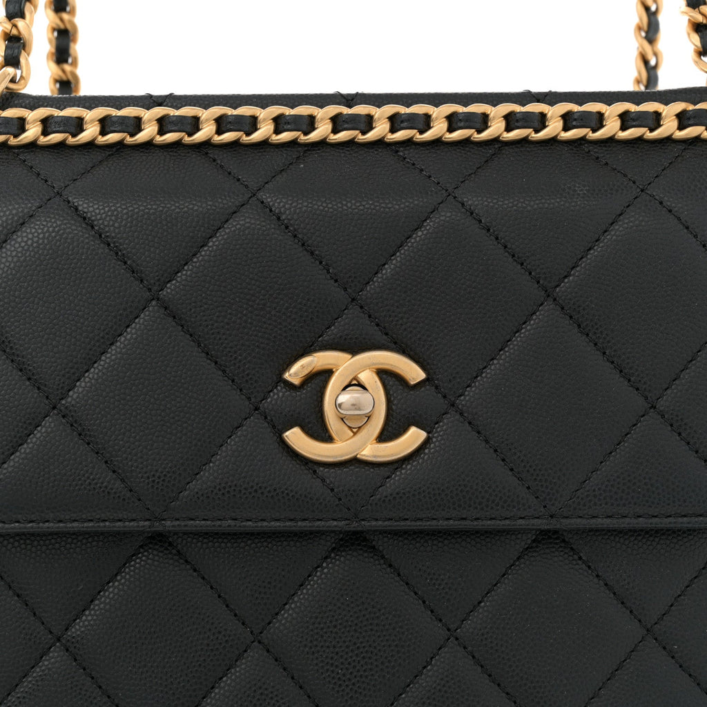 Caviar Quilted Chain Backpack Black