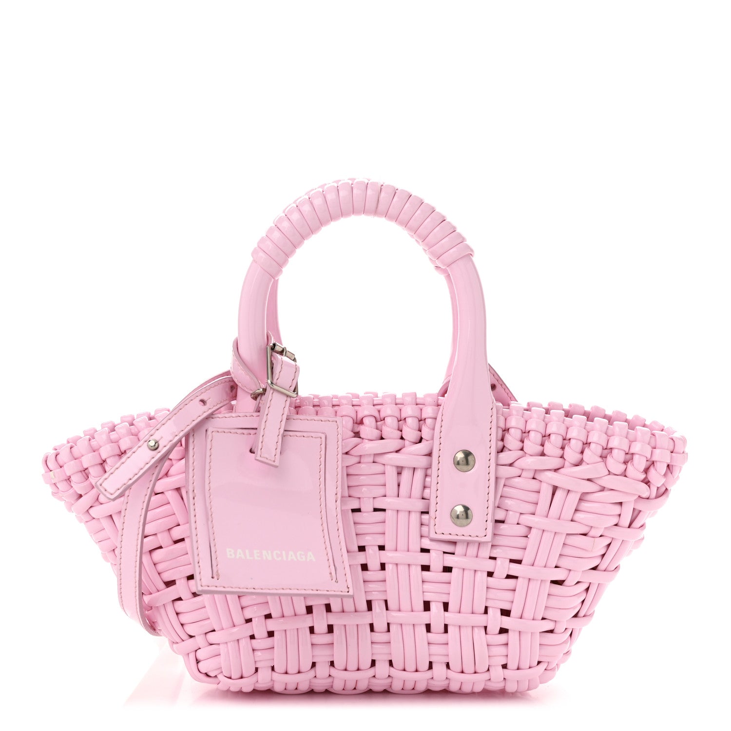 Faux Calfskin Braided Varnished XXS Bistro Basket Candy Pink