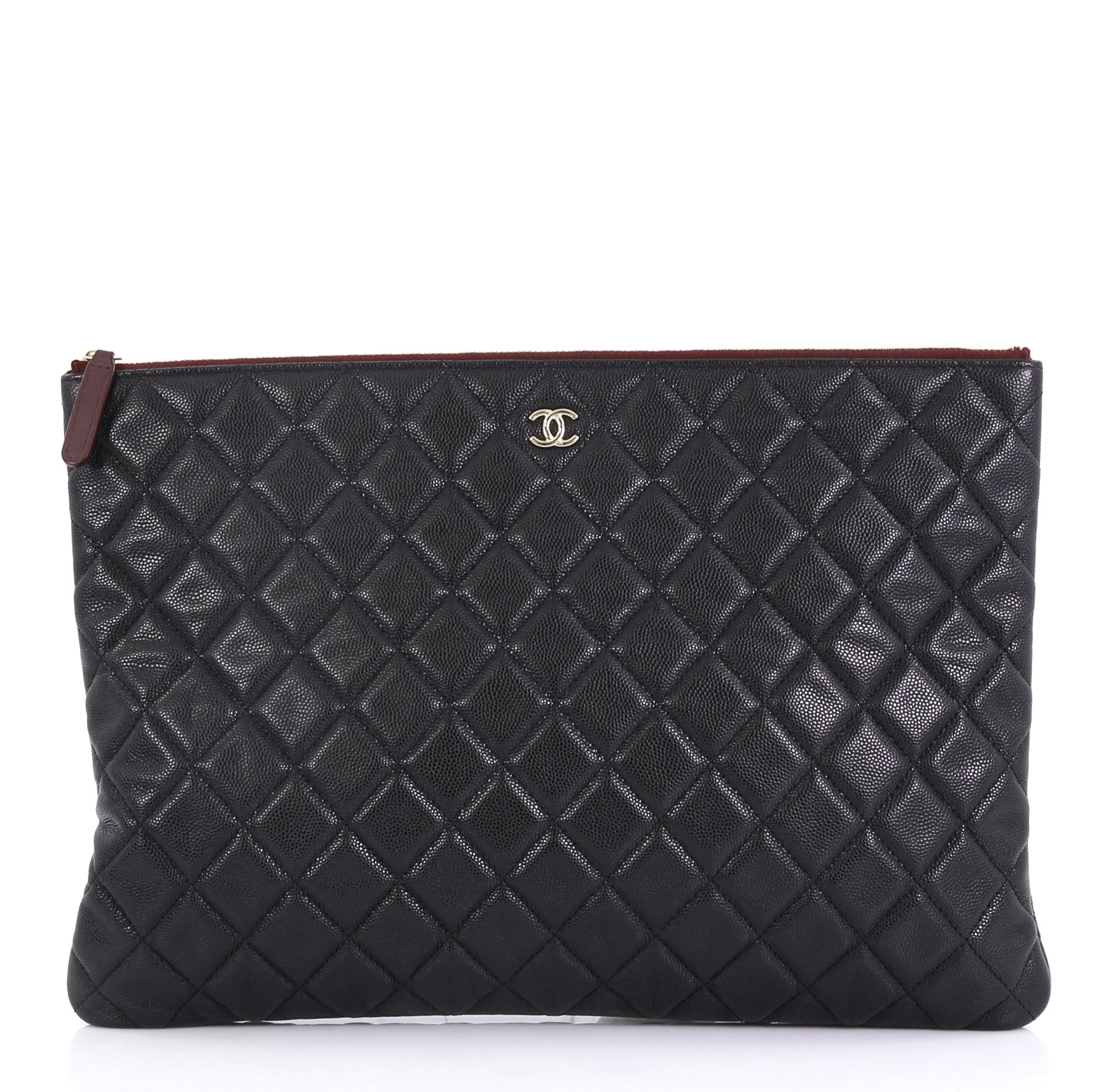 O Case Clutch Quilted Caviar Large