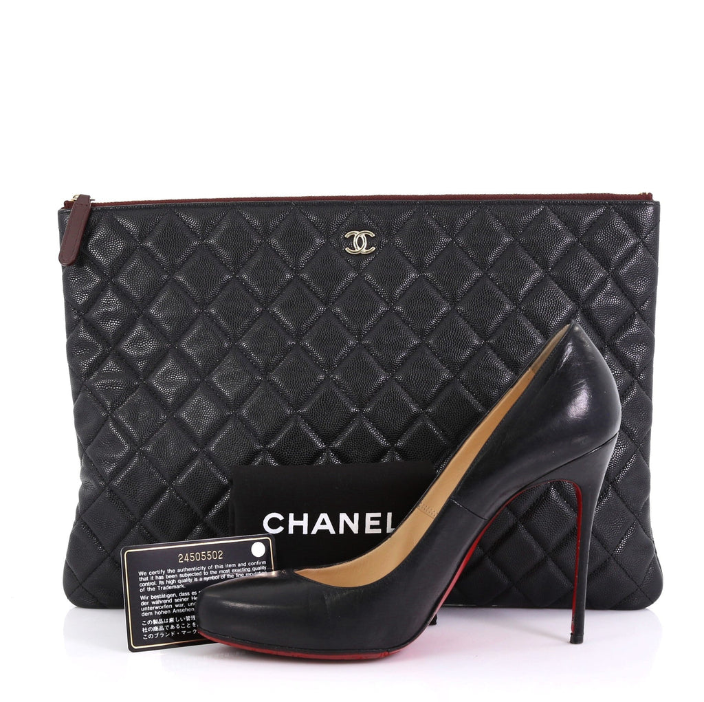O Case Clutch Quilted Caviar Large