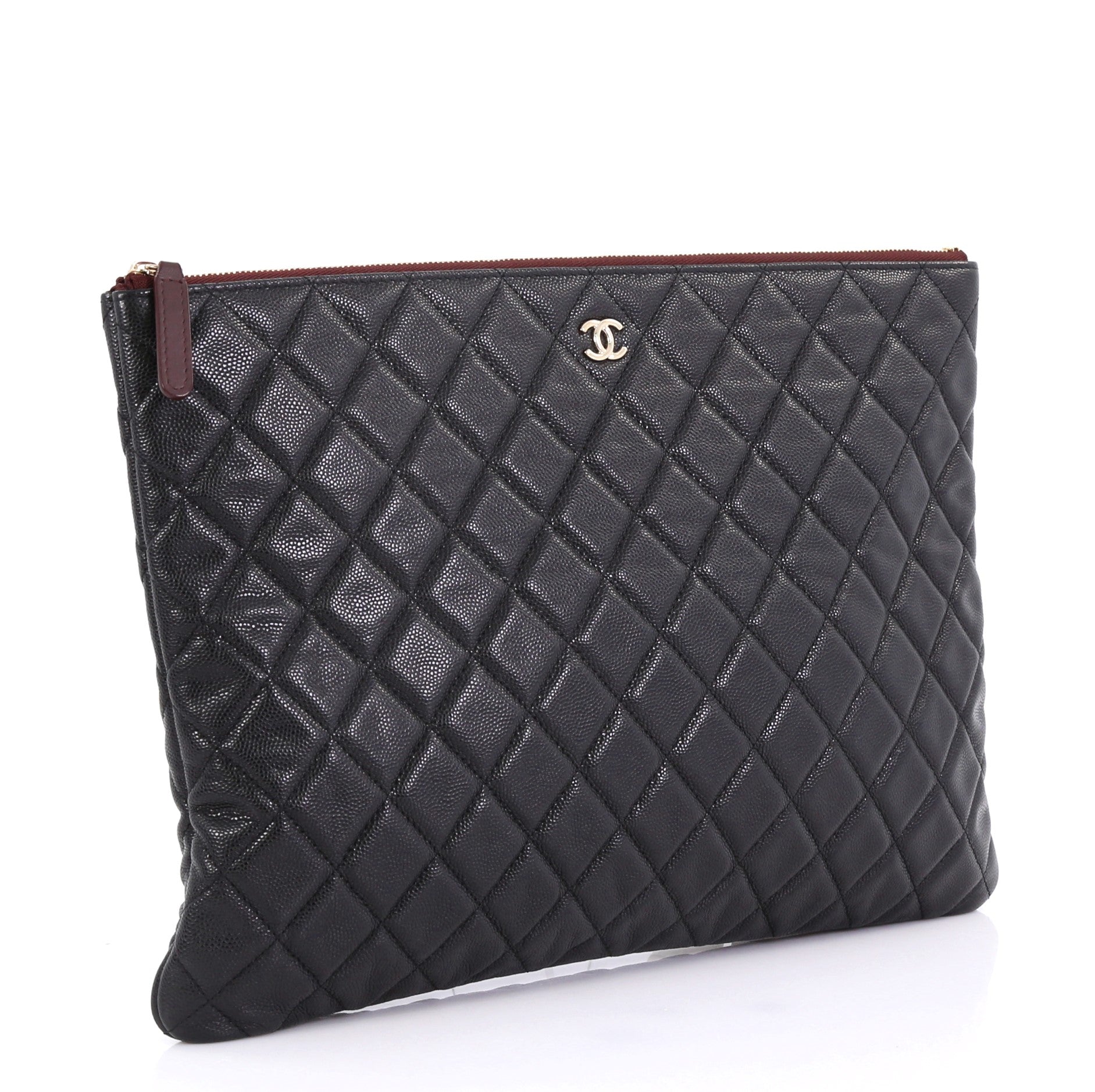 O Case Clutch Quilted Caviar Large