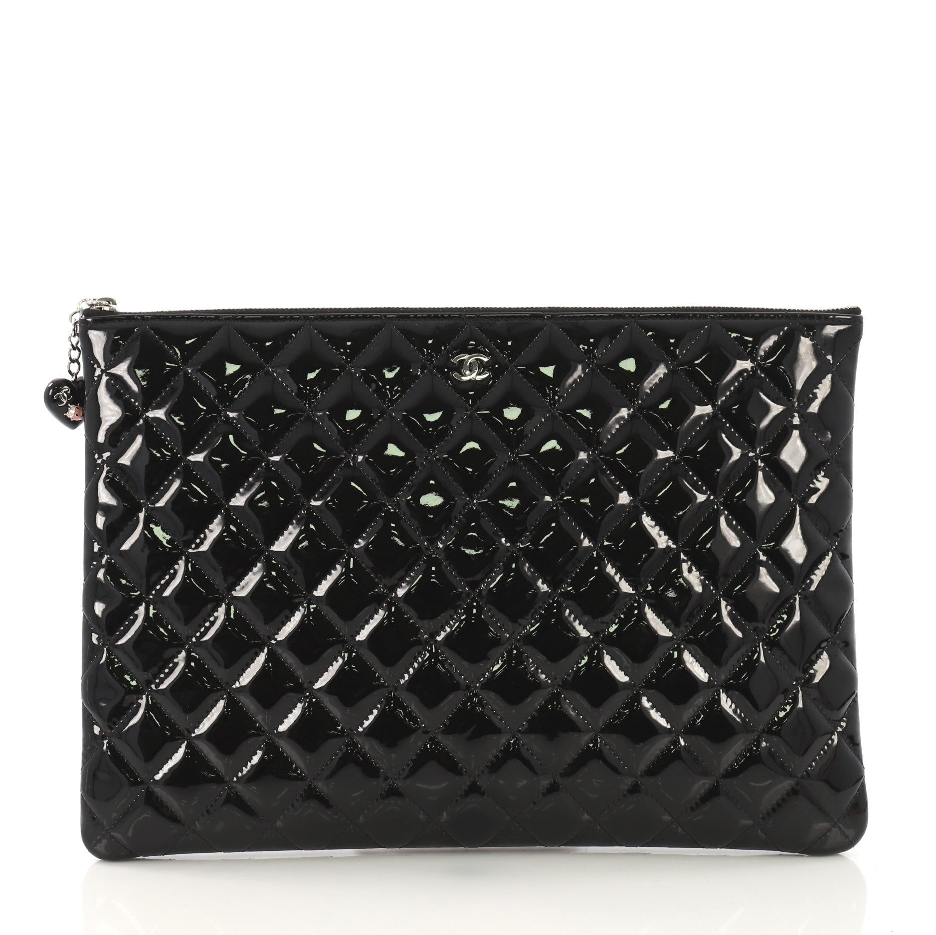 Valentine Hearts O Case Clutch Quilted Patent Large