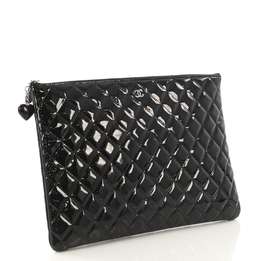 Valentine Hearts O Case Clutch Quilted Patent Large