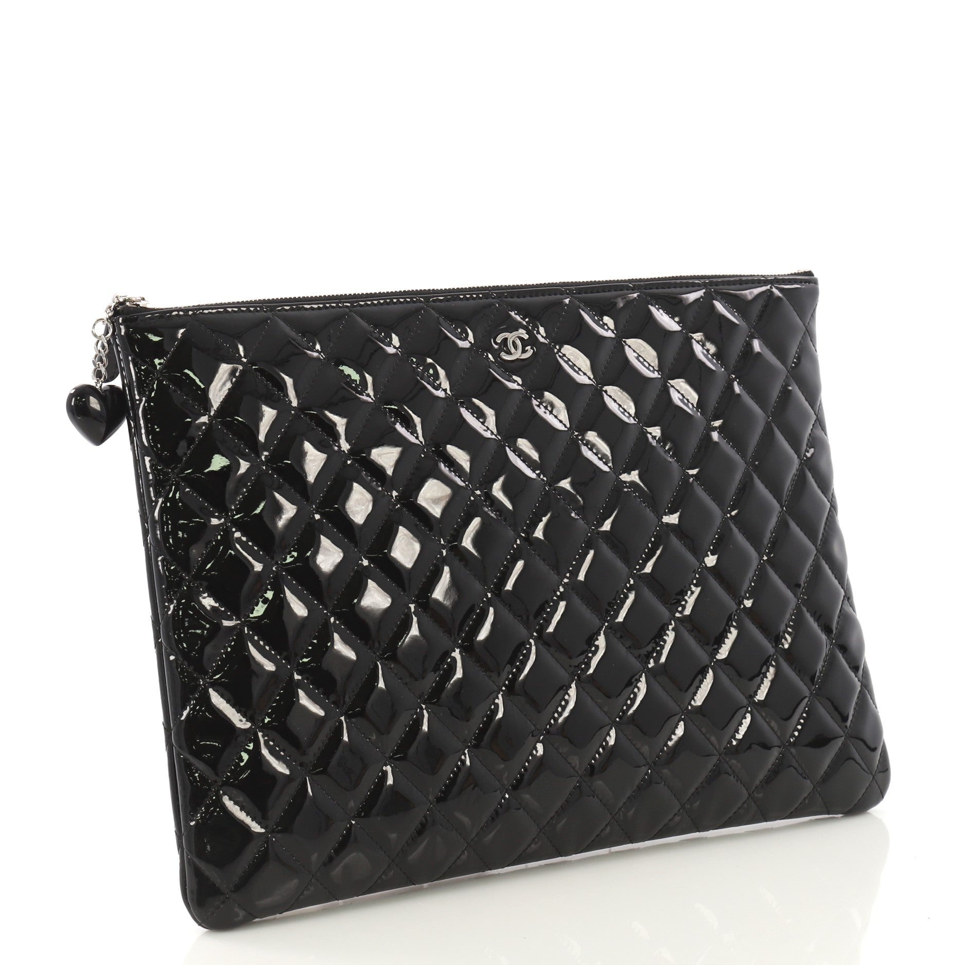 Valentine Hearts O Case Clutch Quilted Patent Large