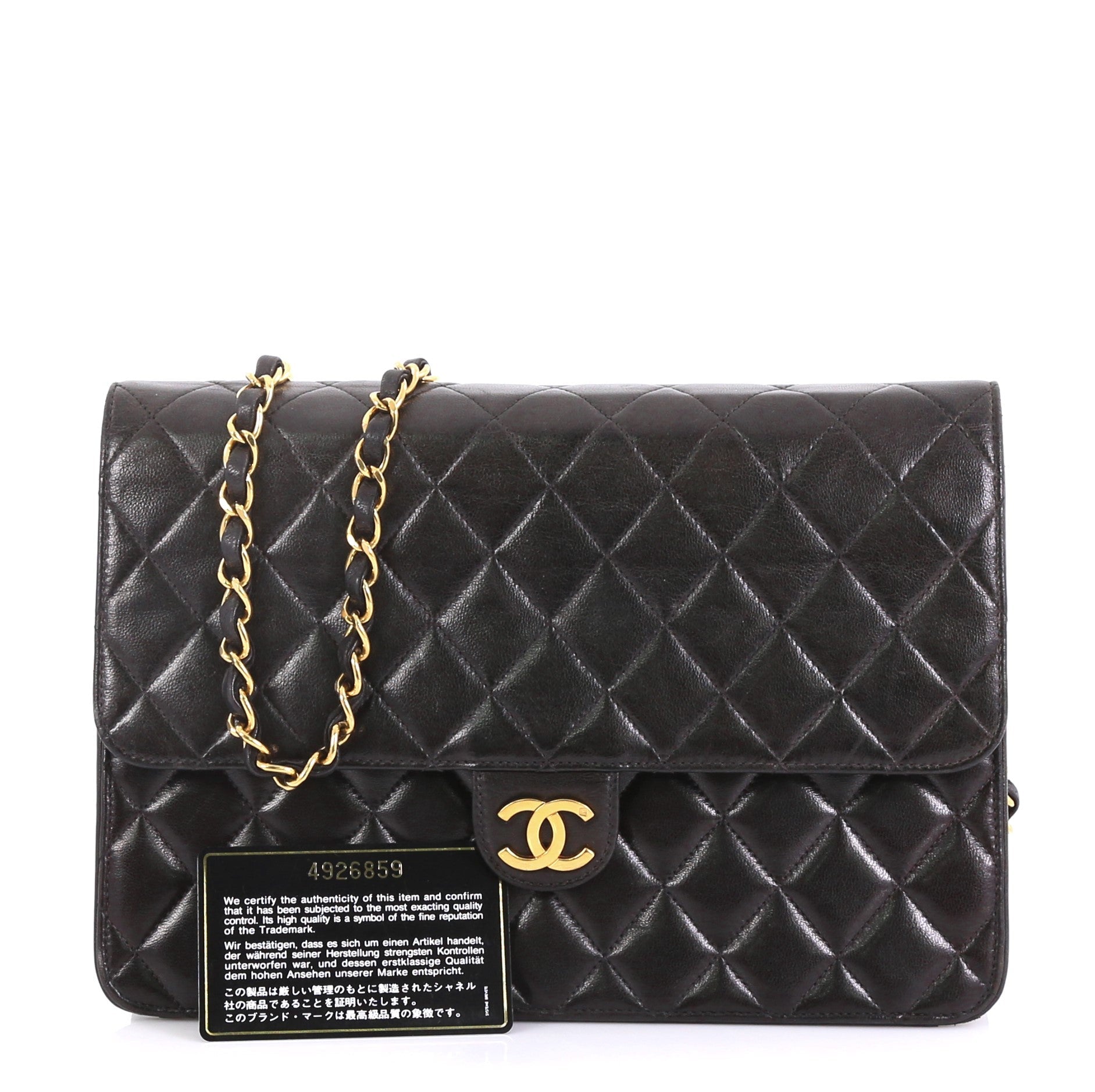 Vintage Clutch with Chain Quilted Leather Medium