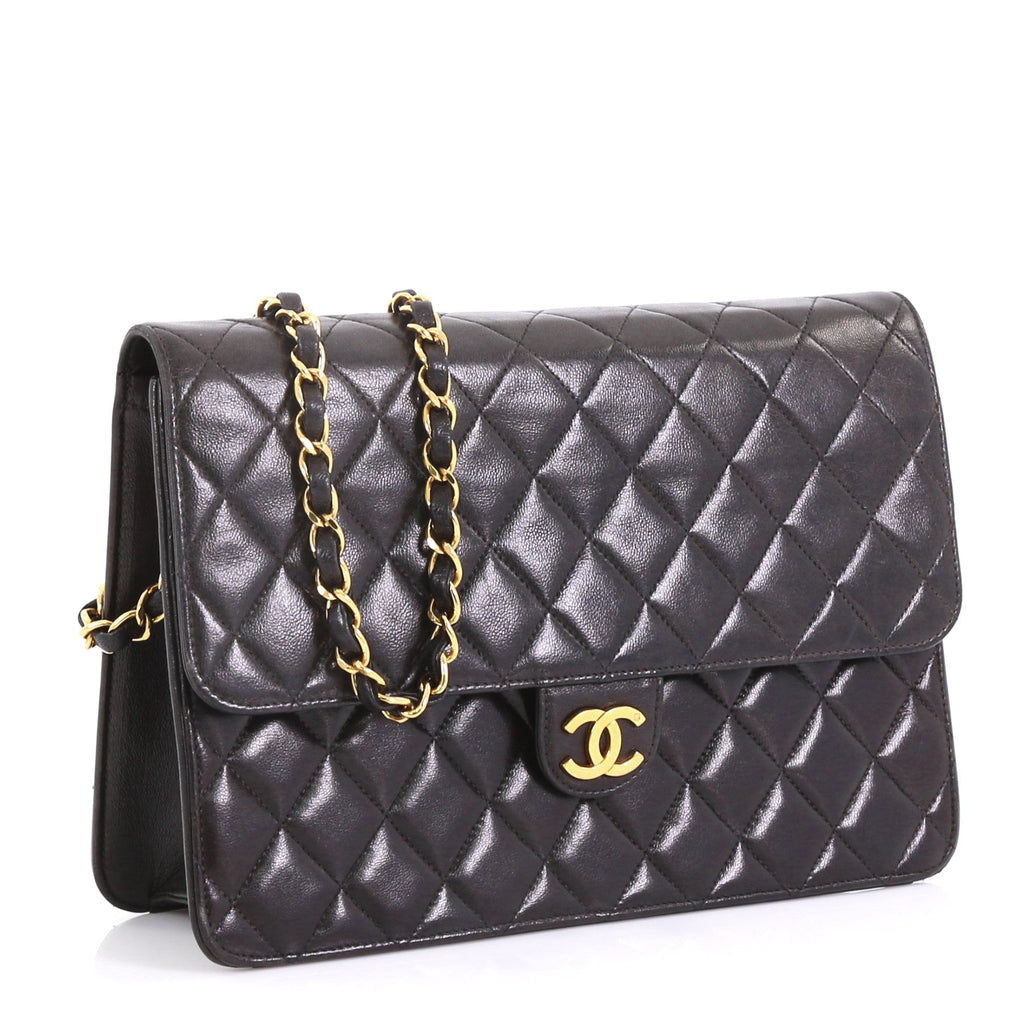 Vintage Clutch with Chain Quilted Leather Medium