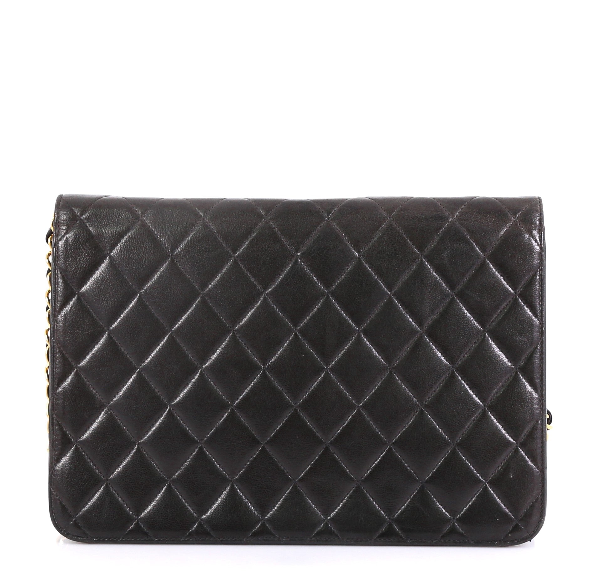 Vintage Clutch with Chain Quilted Leather Medium