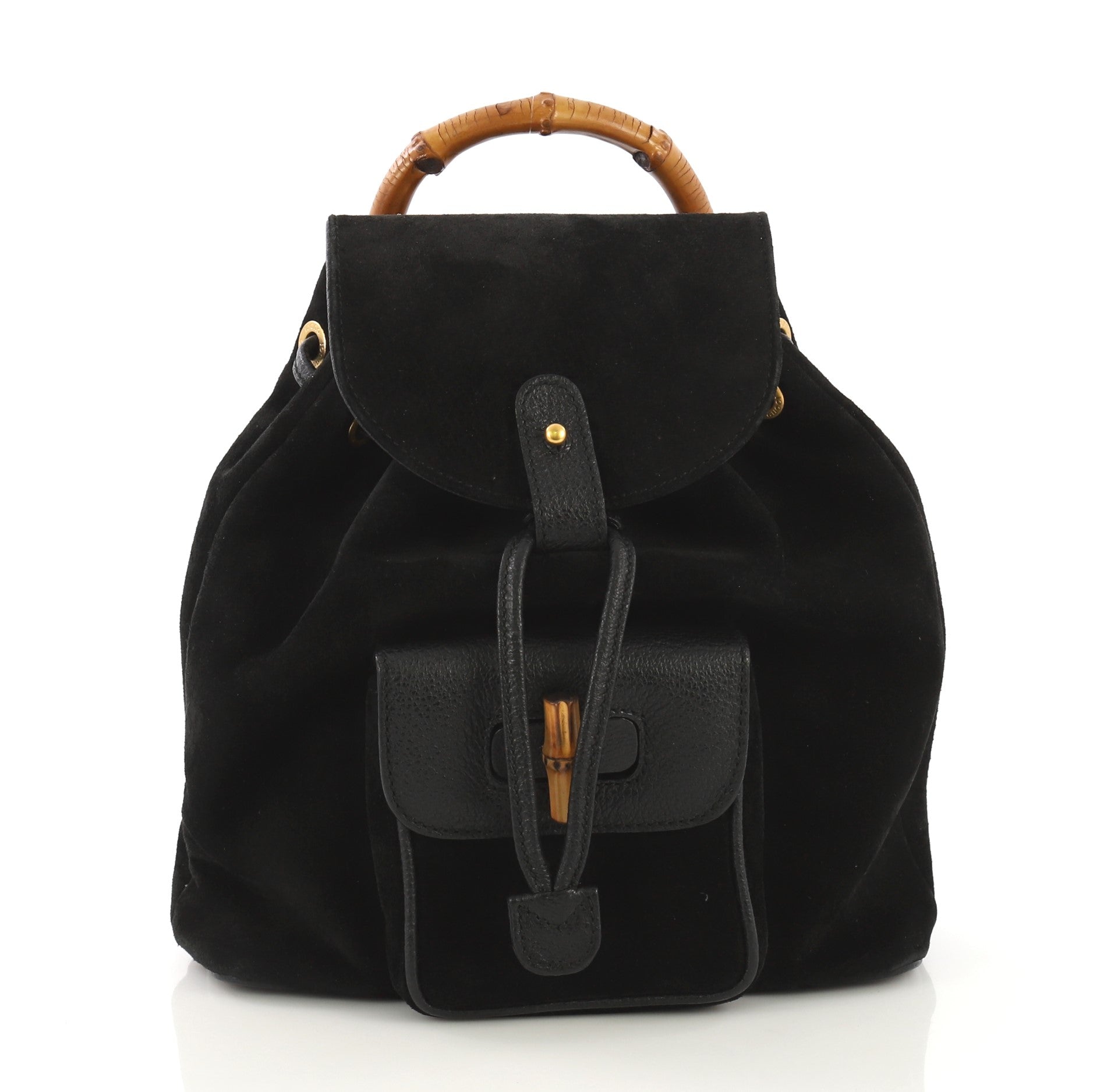 Vintage Bamboo Backpack Suede Mini