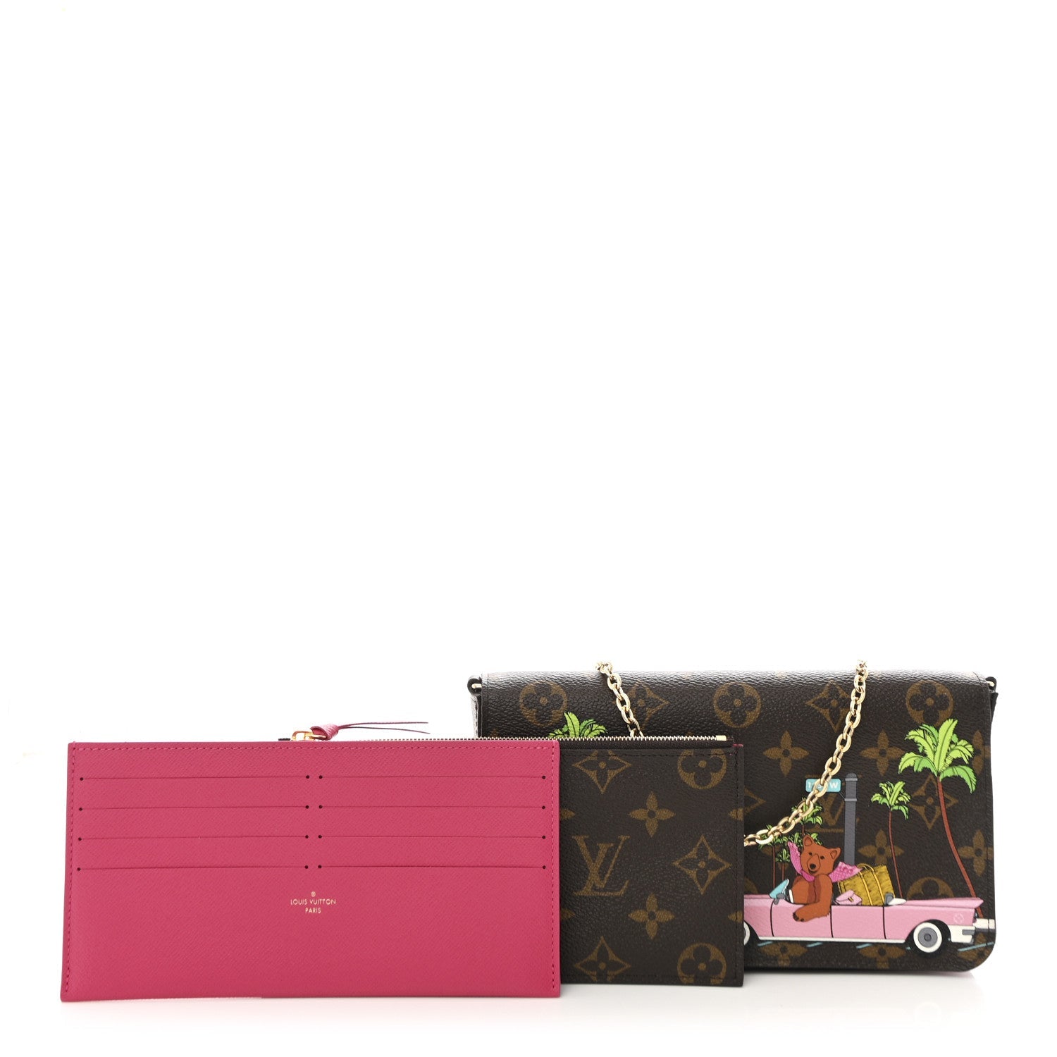 Monogram 2021 Christmas Animation Hollywood Pochette Felicie Chain Wallet Fuchsia