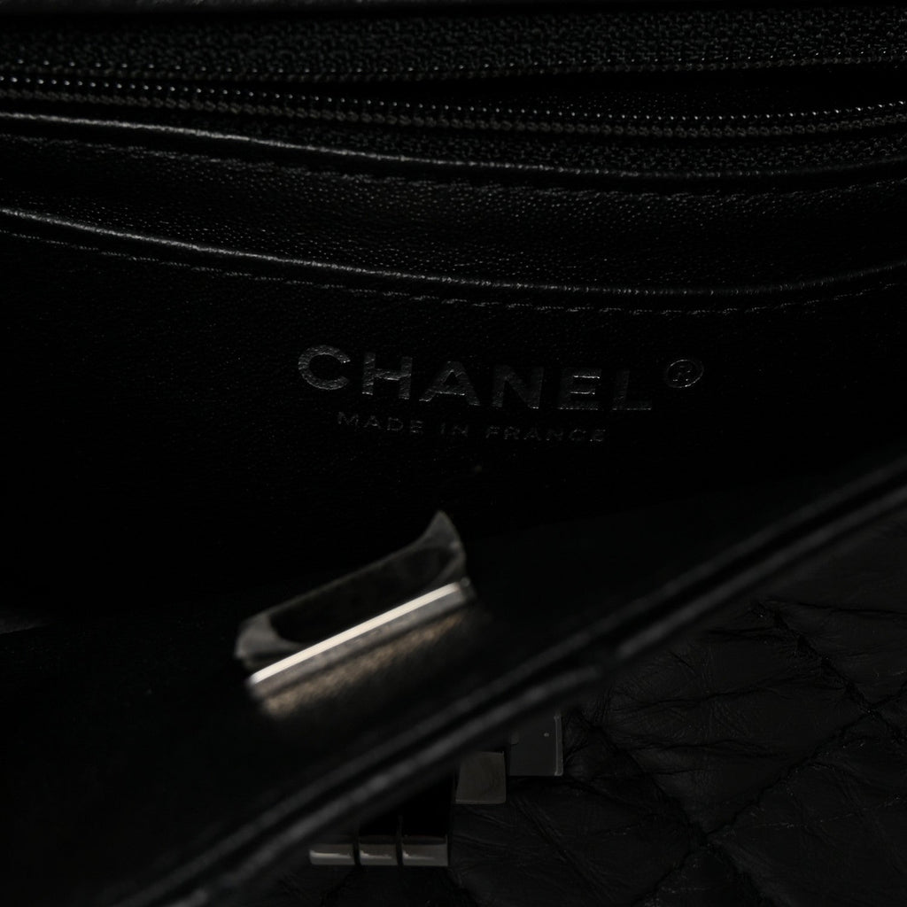 Aged Calfskin Quilted 2.55 Reissue Mini Flap So Black
