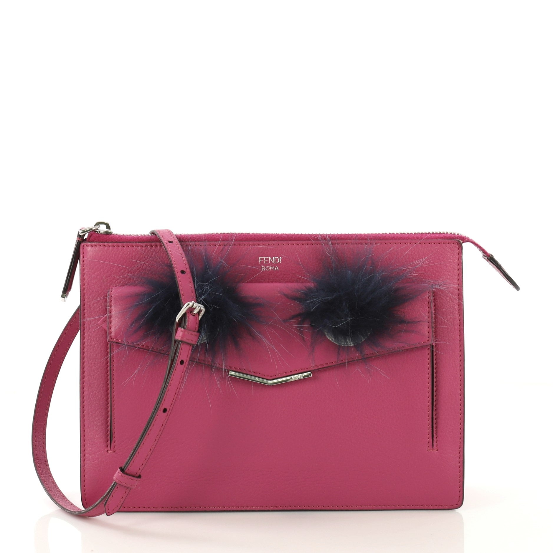 Monster Front Pocket Clutch Leather with Fur