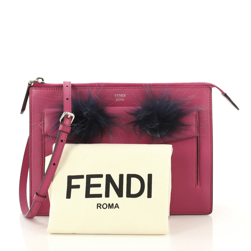 Monster Front Pocket Clutch Leather with Fur