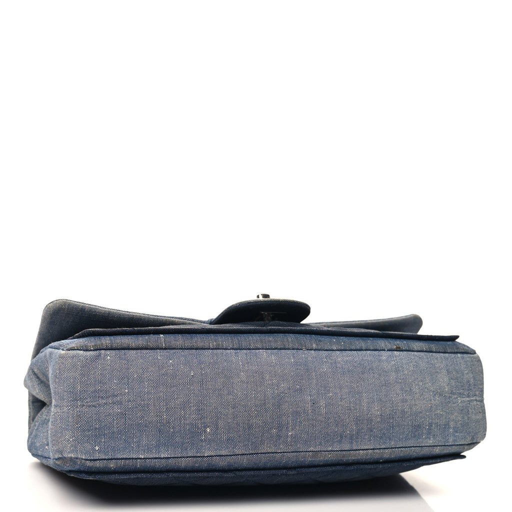 Denim Quilted Medium Graphic Flap Light Blue
