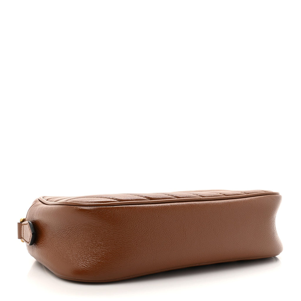 Glazed Calfskin Matelasse Diagonal Small GG Marmont Chain Shoulder Bag Cuir