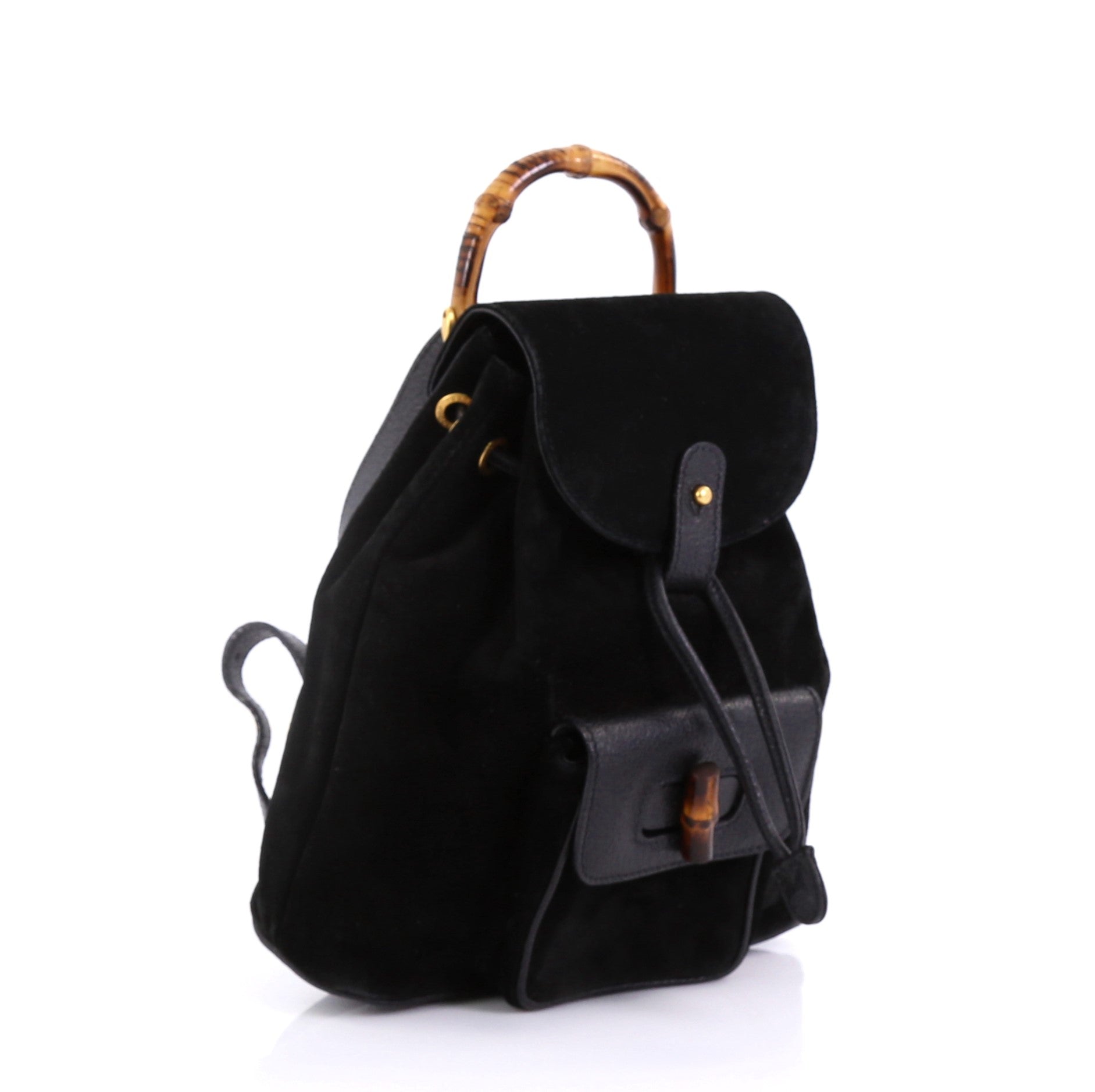 Vintage Bamboo Backpack Suede Mini