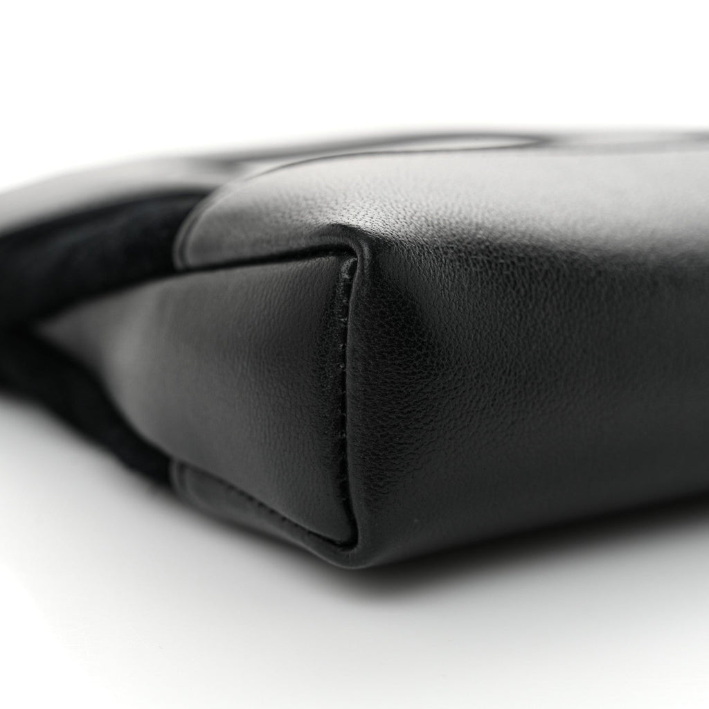 Suede Shiny Crumpled Calfskin Quilted Nano 31 Shopping Bag Black