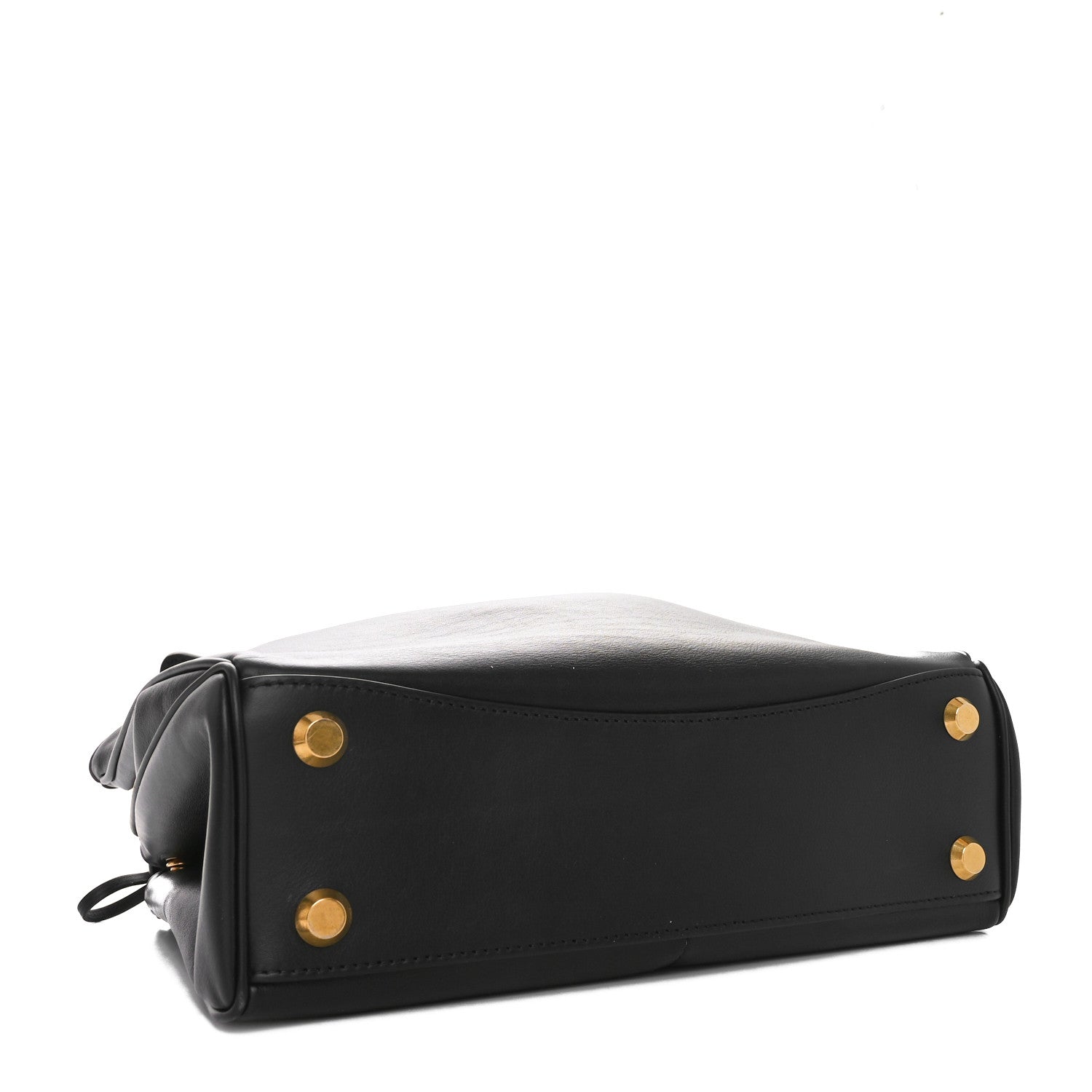Natural Smooth Calfskin Small Rodeo Top Handle Handbag Black