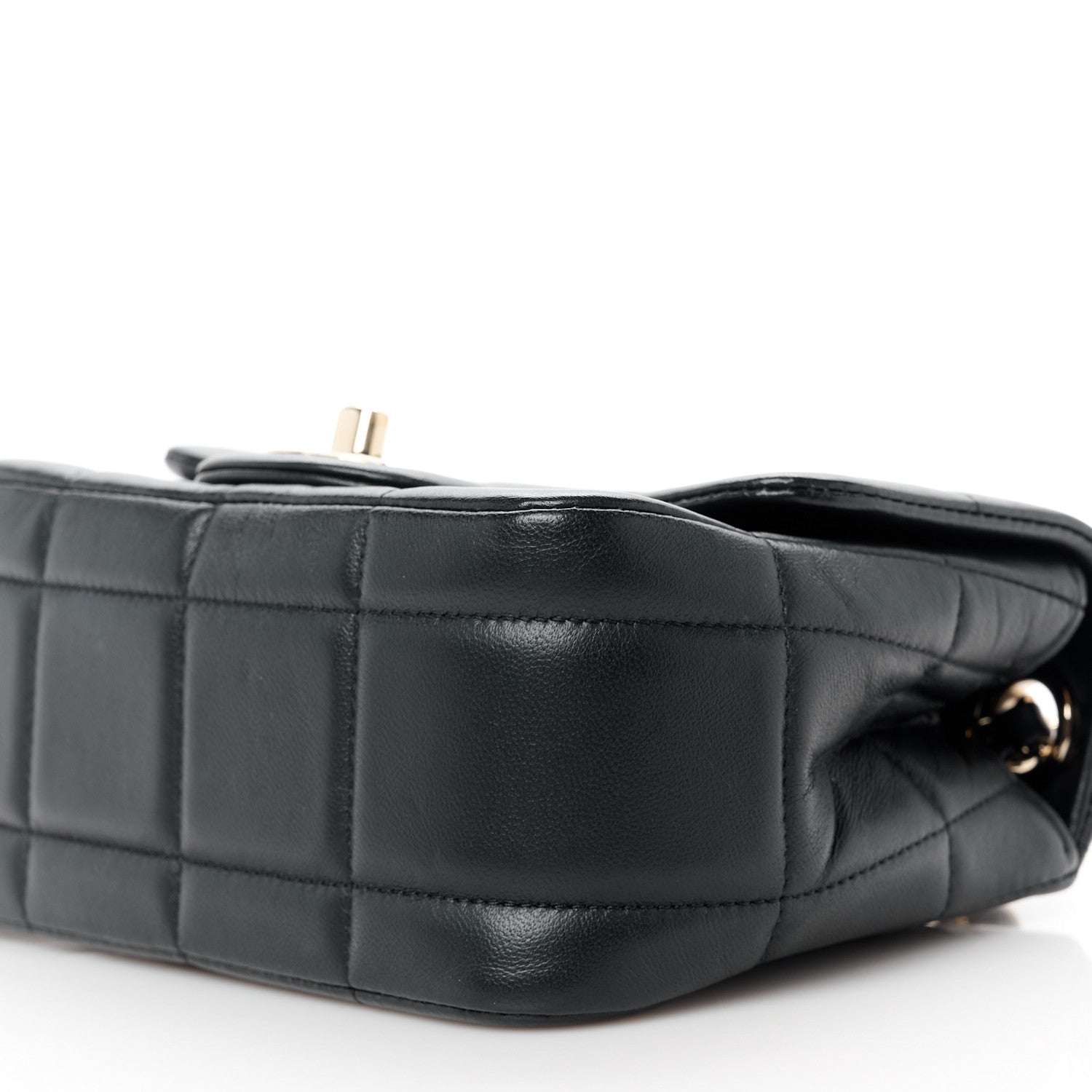 Lambskin Resin Crystal Square Quilted Mini Monacoco Flap Black