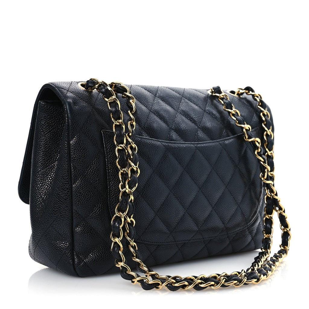 Caviar Quilted Jumbo Single Flap Black