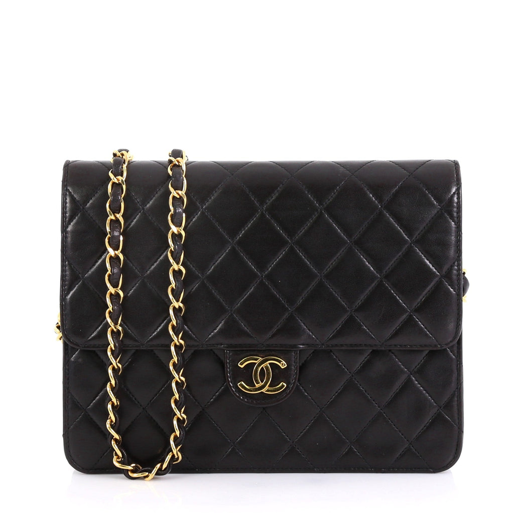 Vintage Clutch with Chain Quilted Leather Small