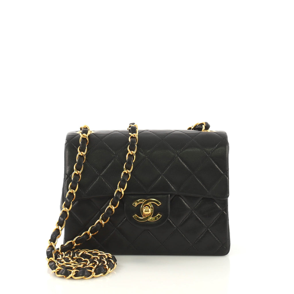 Vintage Square Classic Single Flap Bag Quilted Lambskin Mini