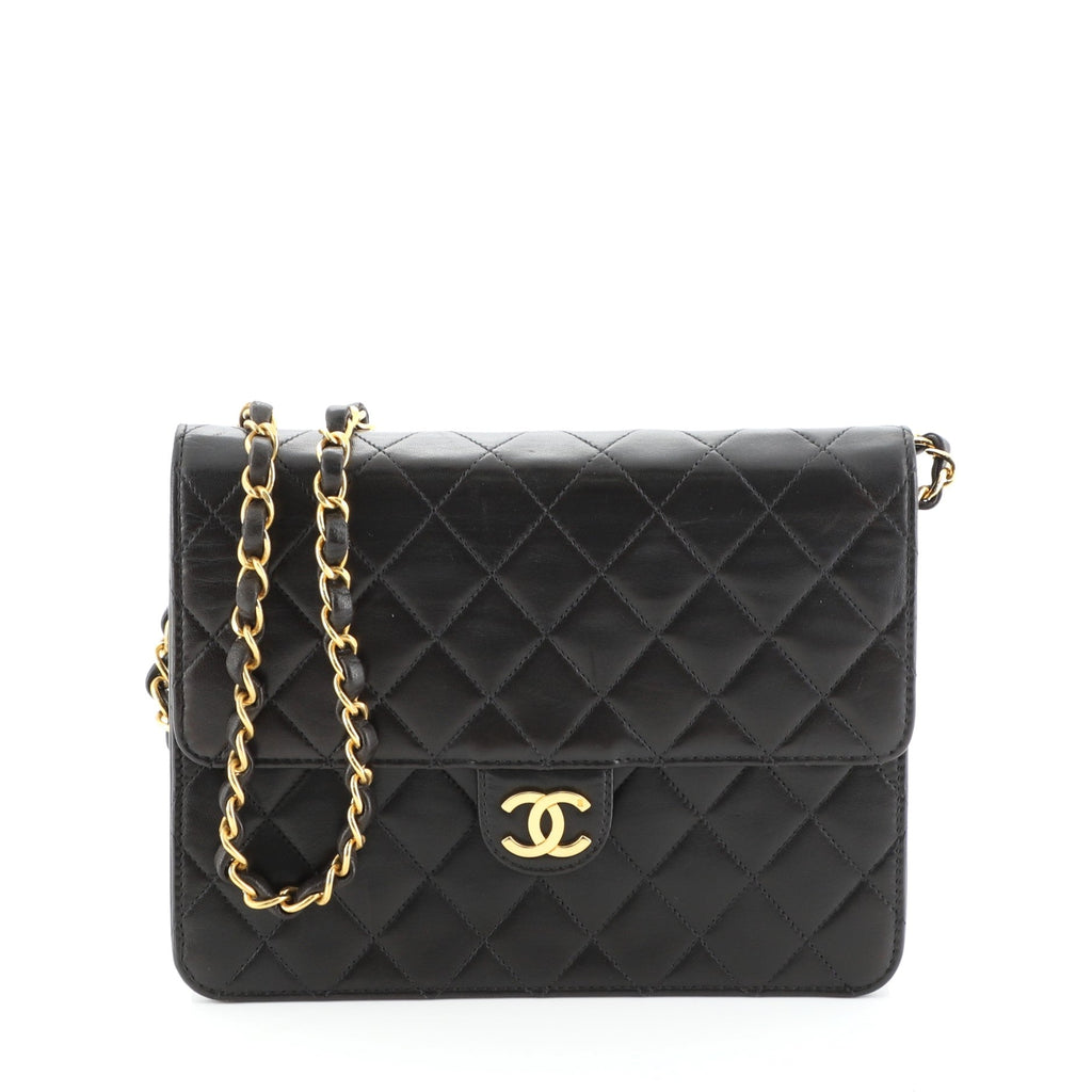 Vintage Clutch with Chain Quilted Leather Small