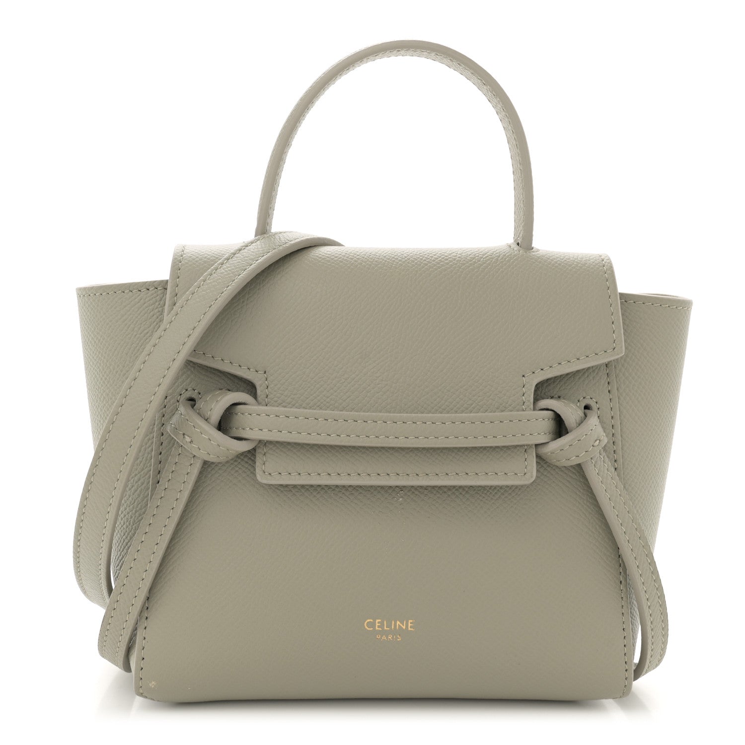 Grained Calfskin Pico Belt Bag Green Clay