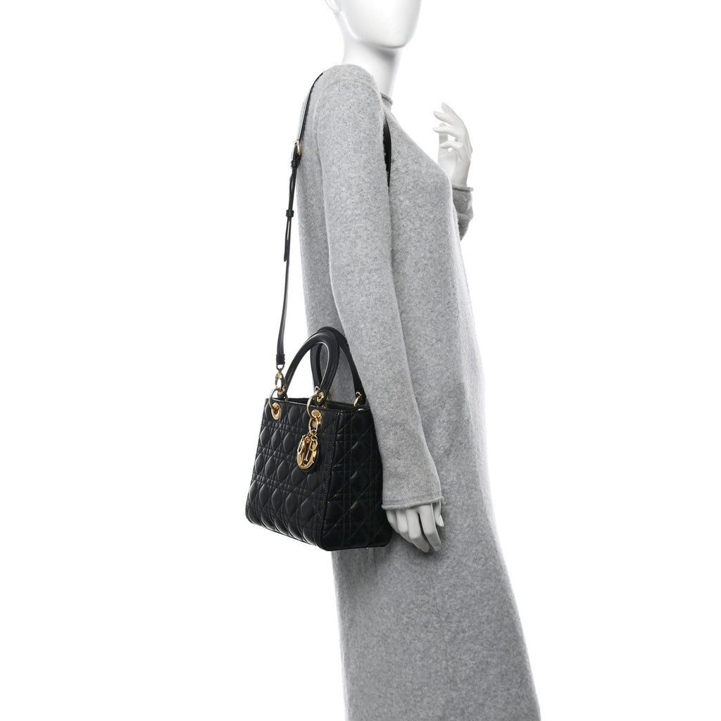 Lambskin Cannage Medium Lady Dior Black