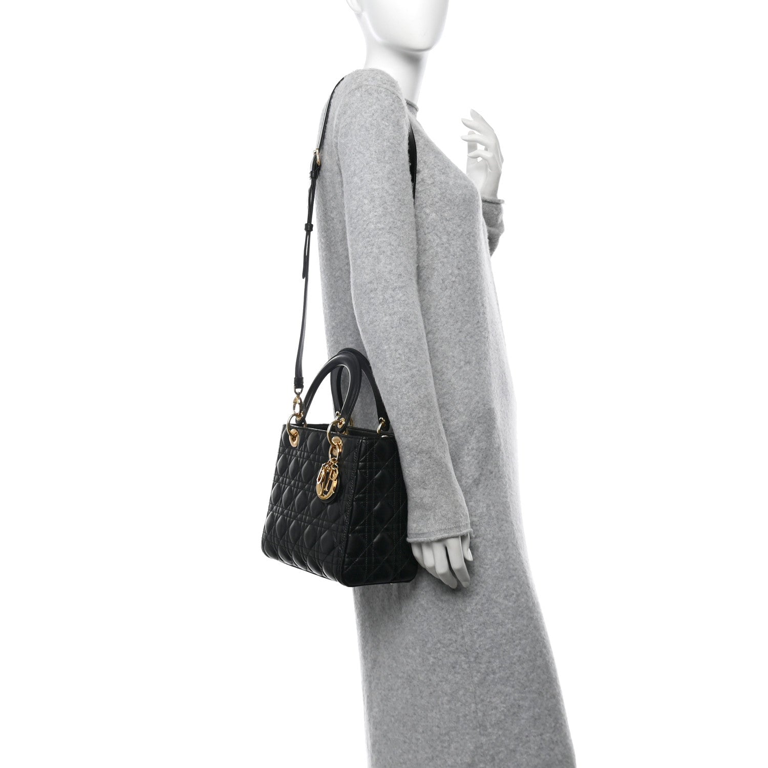 Lambskin Cannage Medium Lady Dior Black