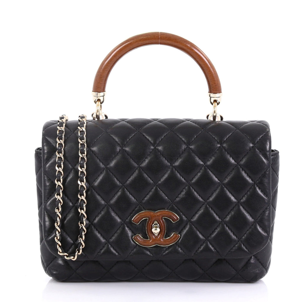 Knock on Wood Top Handle Bag Quilted Lambskin Mini