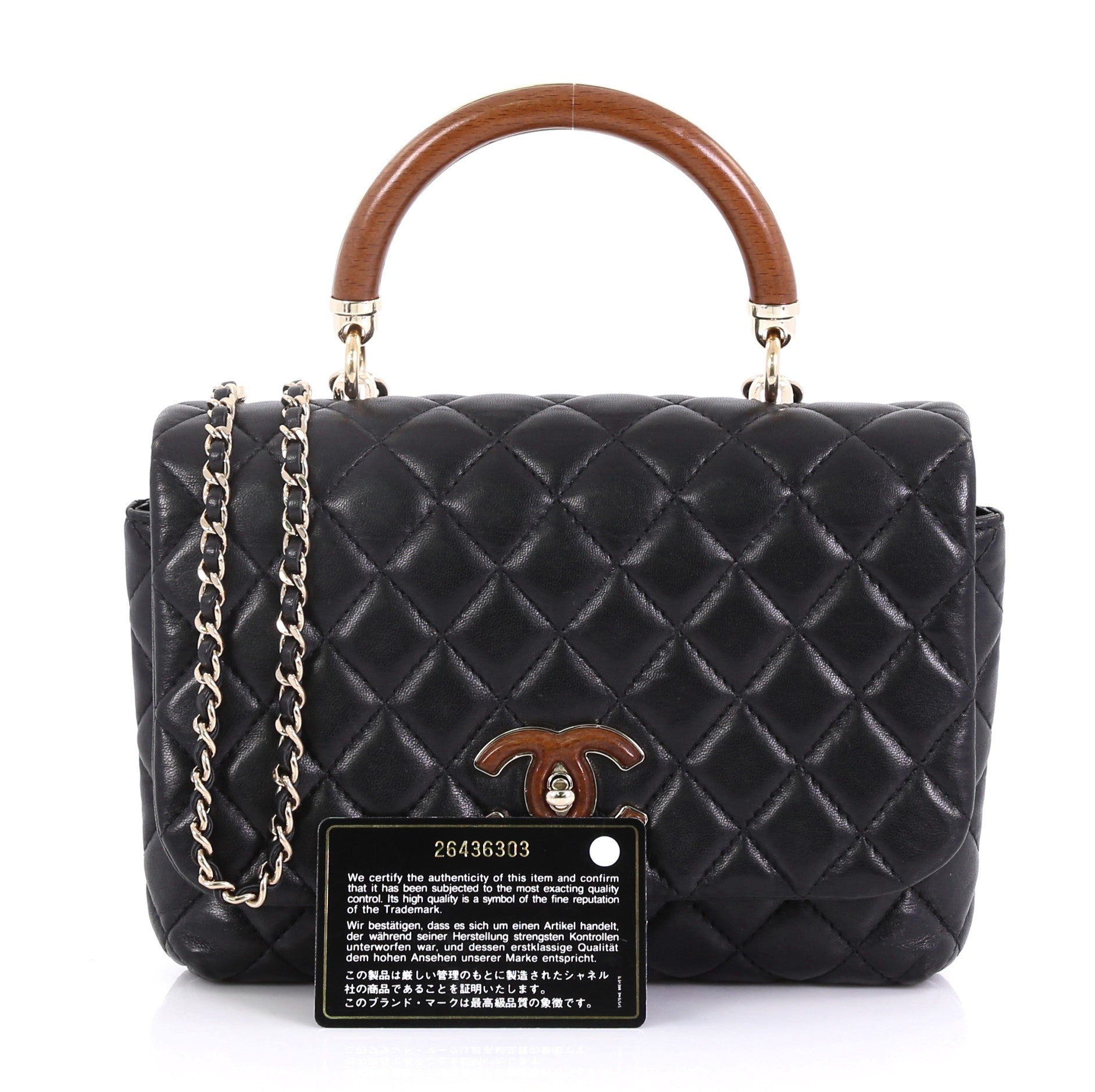 Knock on Wood Top Handle Bag Quilted Lambskin Mini