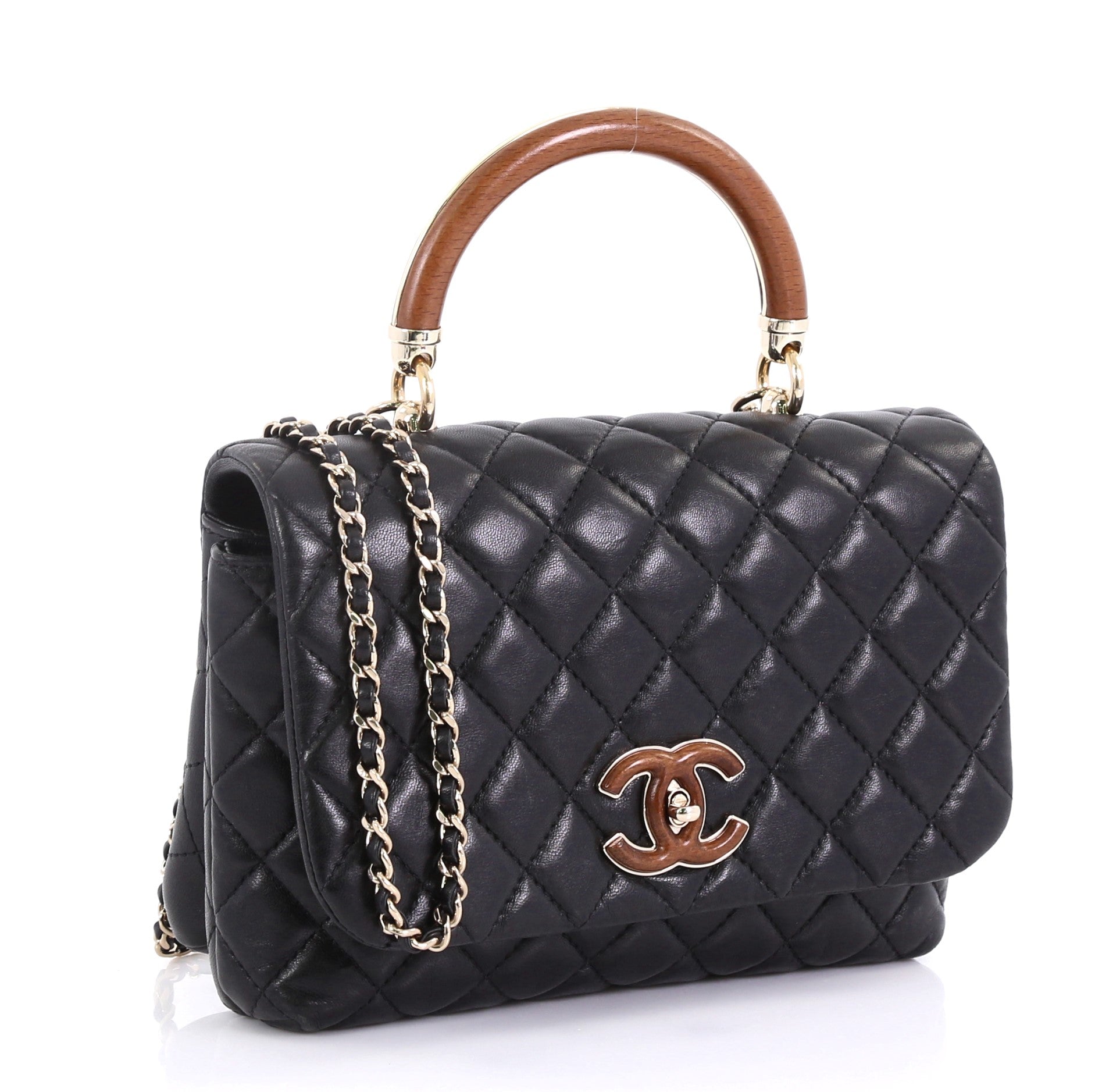 Knock on Wood Top Handle Bag Quilted Lambskin Mini