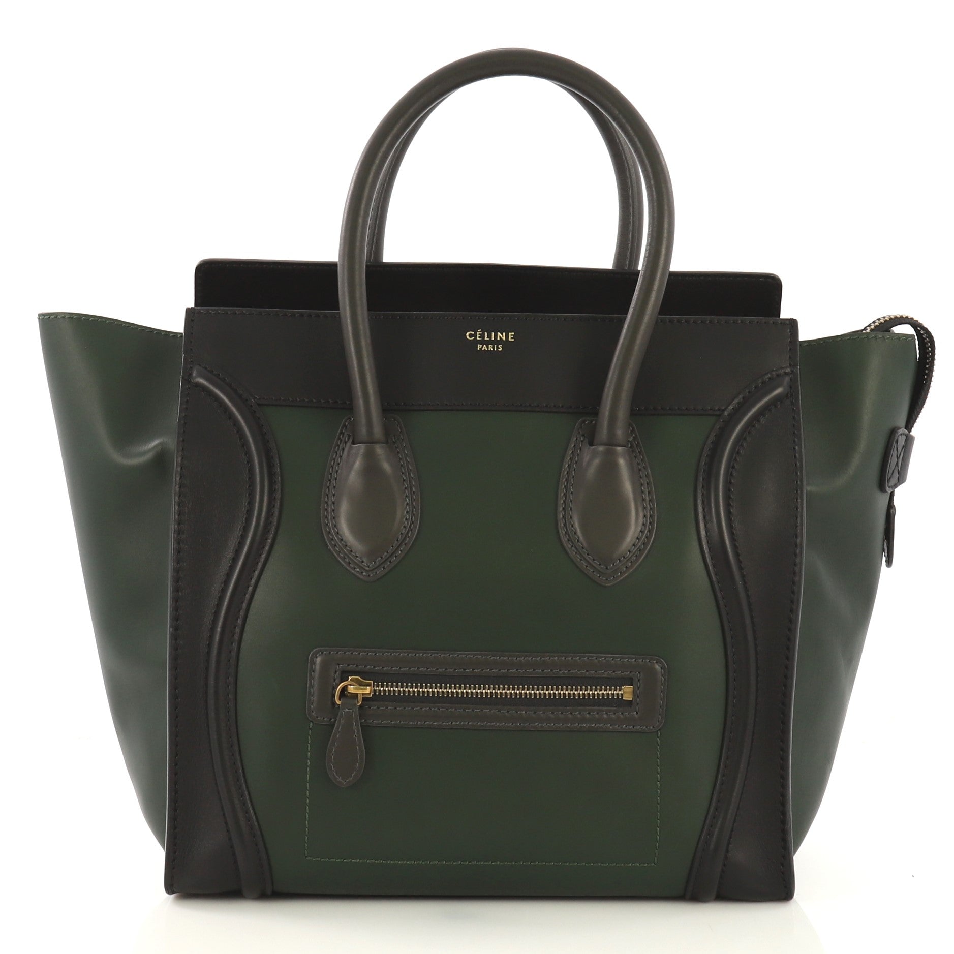 Bicolor Luggage Handbag Leather Mini