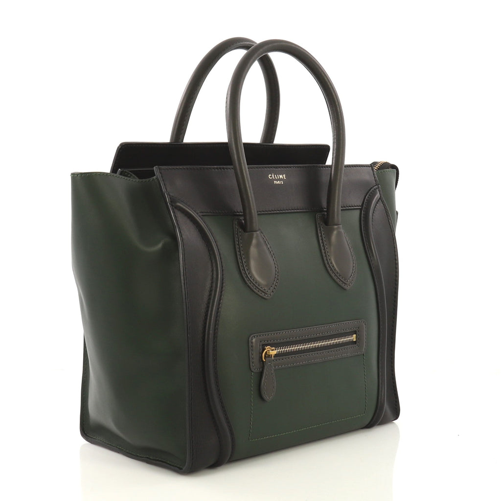 Bicolor Luggage Handbag Leather Mini