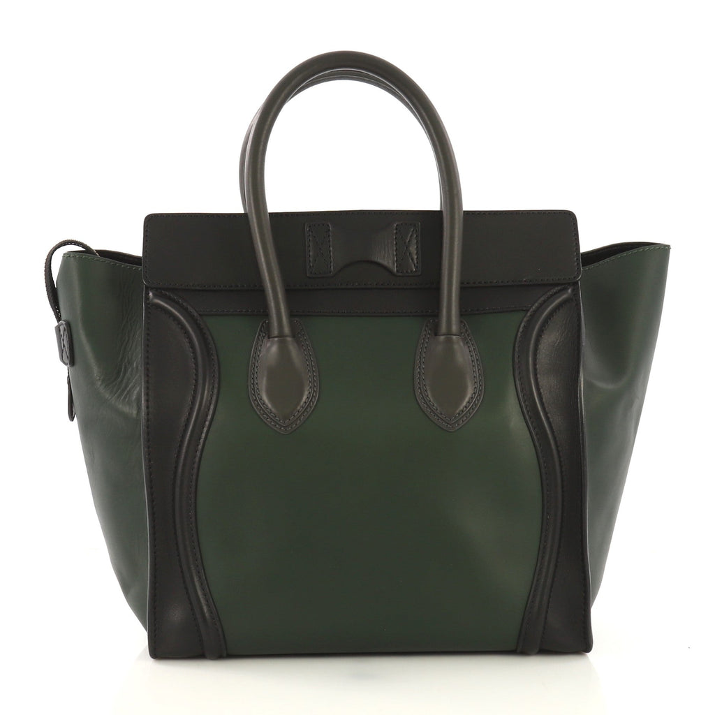 Bicolor Luggage Handbag Leather Mini